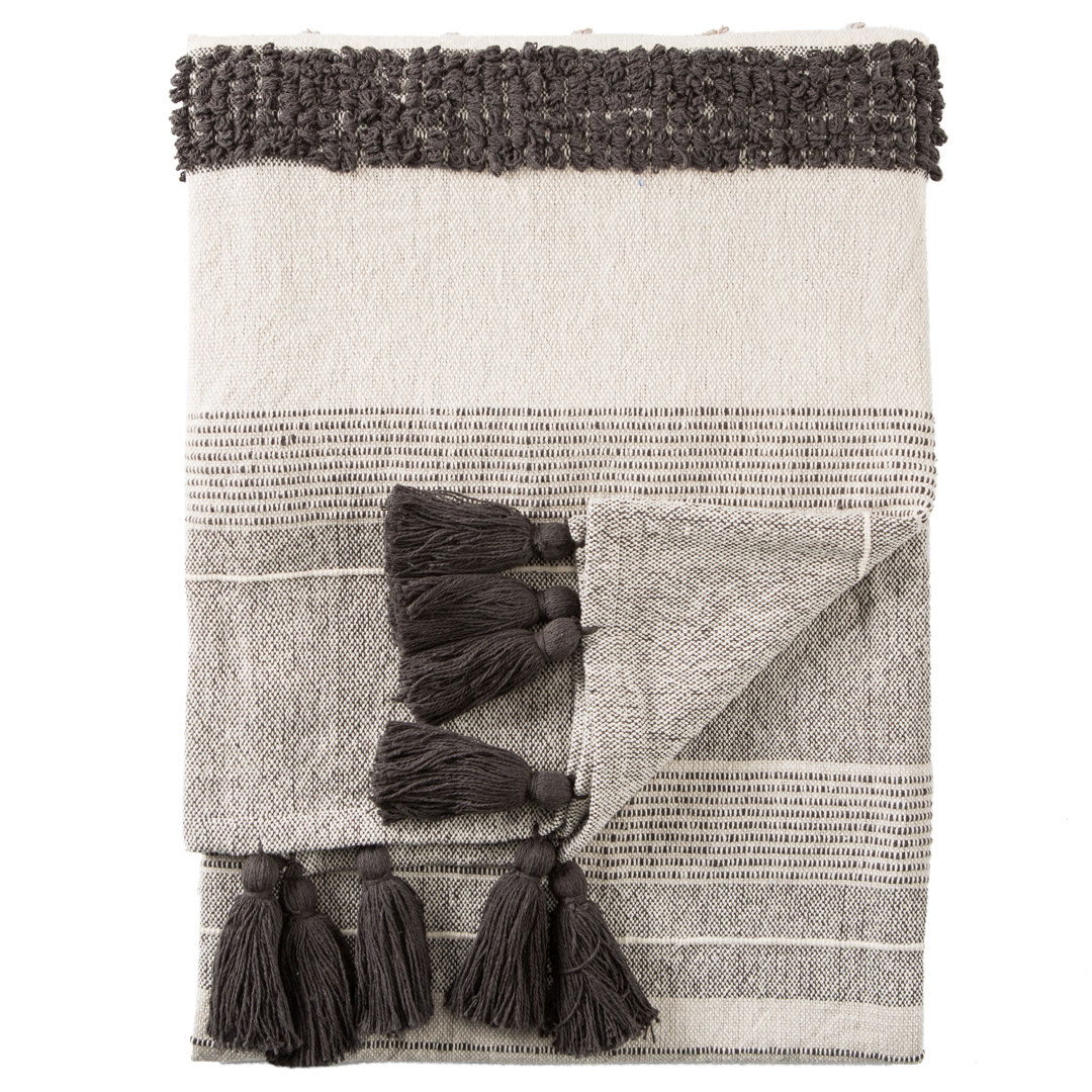 Montes Striped Gray/ Ivory Throw large image 