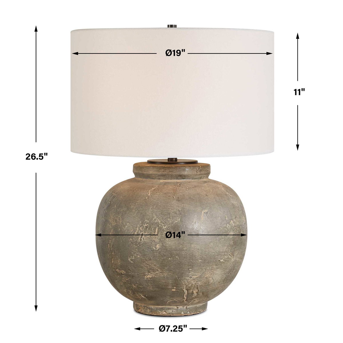 Rock Of Ages Rust Brown Table Lamp, by Uttermost, 19" width x 26.5" height x 19" depth View 3