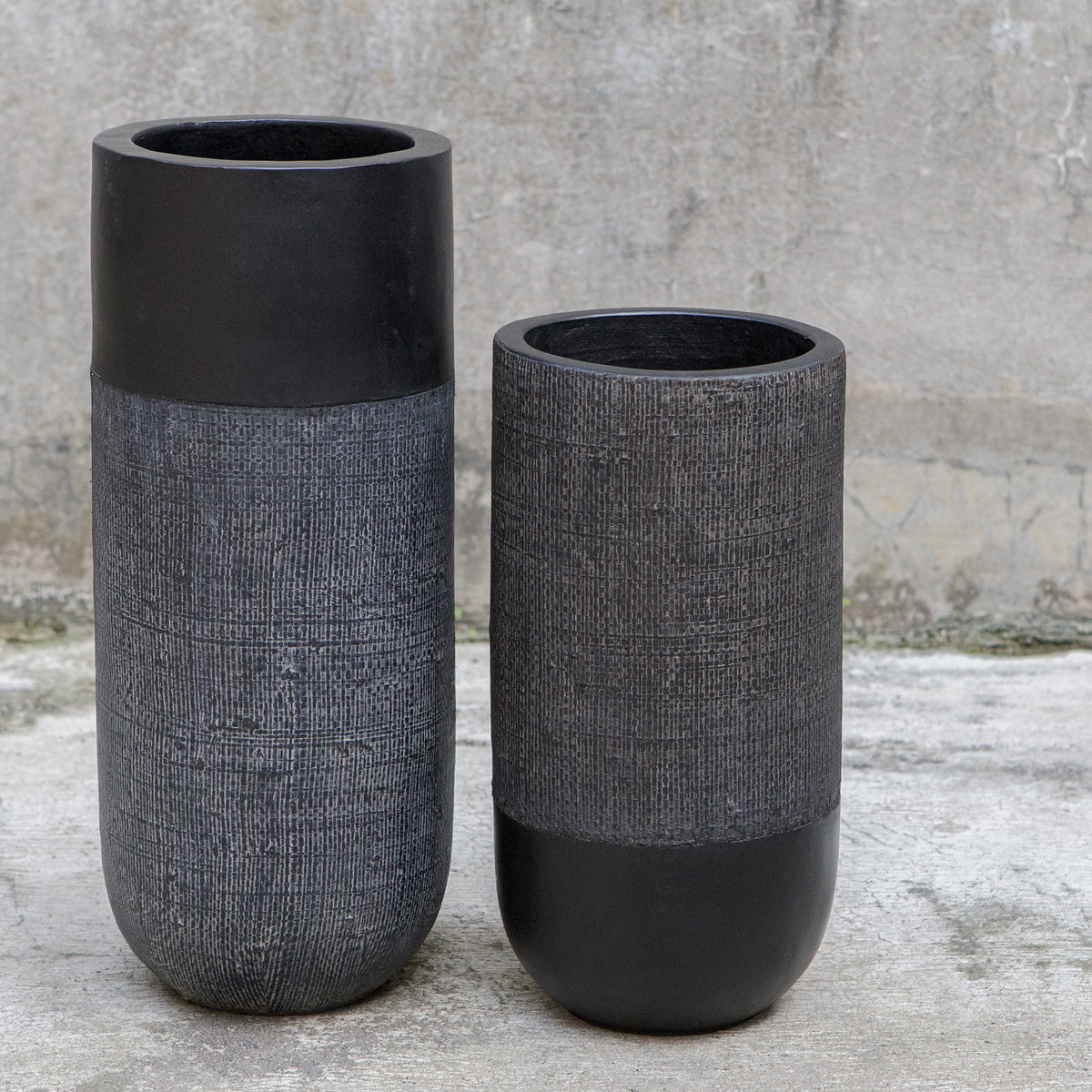 Woven Shadow Vases Set/2, by Uttermost, 6" width x 15.25" height x 6" depth View 2
