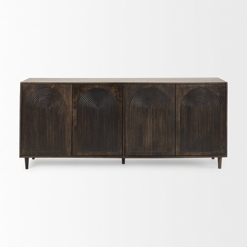 Tucker Dark Brown with Carved Arch Pattern 4 Door Sideboard