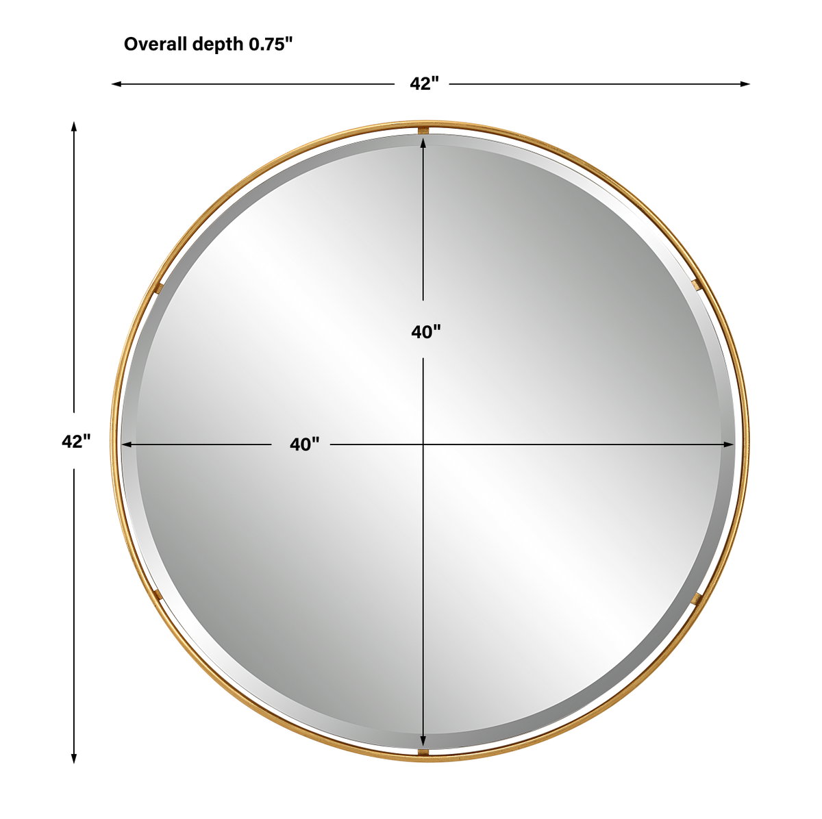 Canillo Gold Round Mirror, by Uttermost, 3'6" width x 3'6" height x 0.75" depth View 3