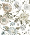 Vintage Poppy White Peel & Stick Wallpaper, by York Wall, 18' length x 1'8.5" width x 0.02" depth thumbnail