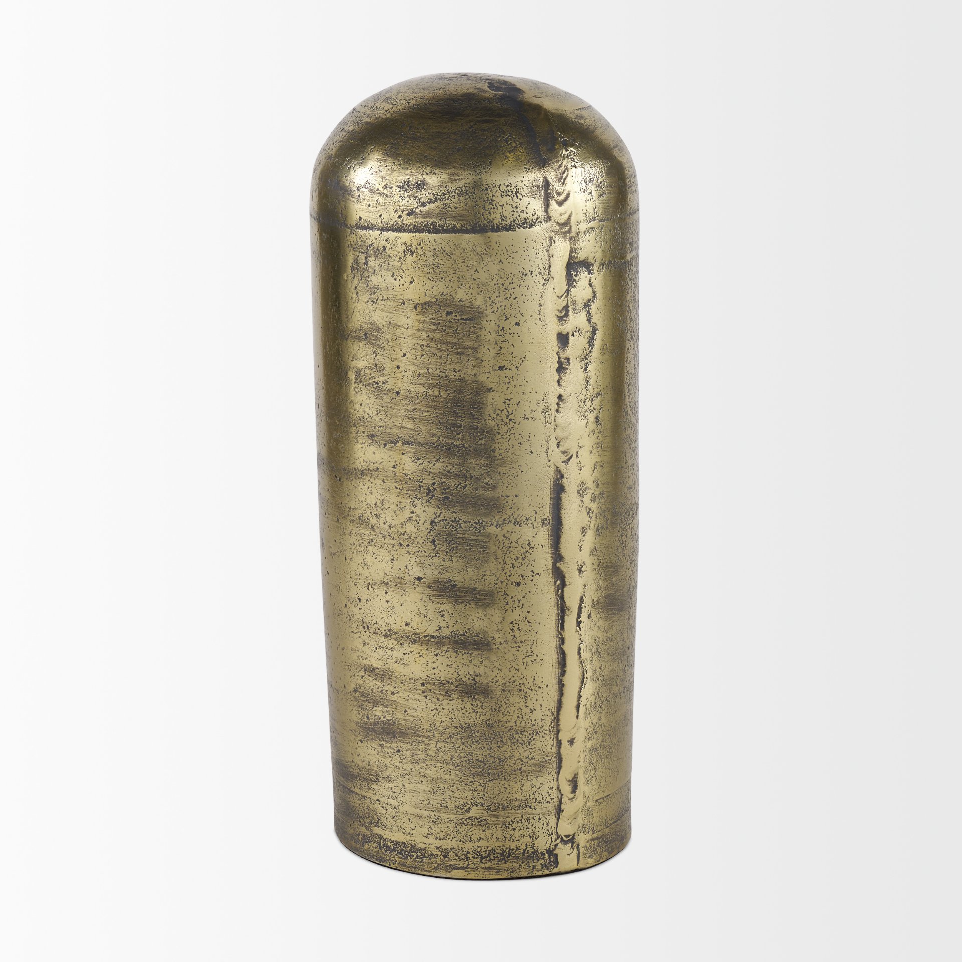 Quonset Extra Tall Brass Finished Aluminum Metal Pillar Object, Decorative Object by Mercana, 6" length x 6" width x 14.5" height View 5