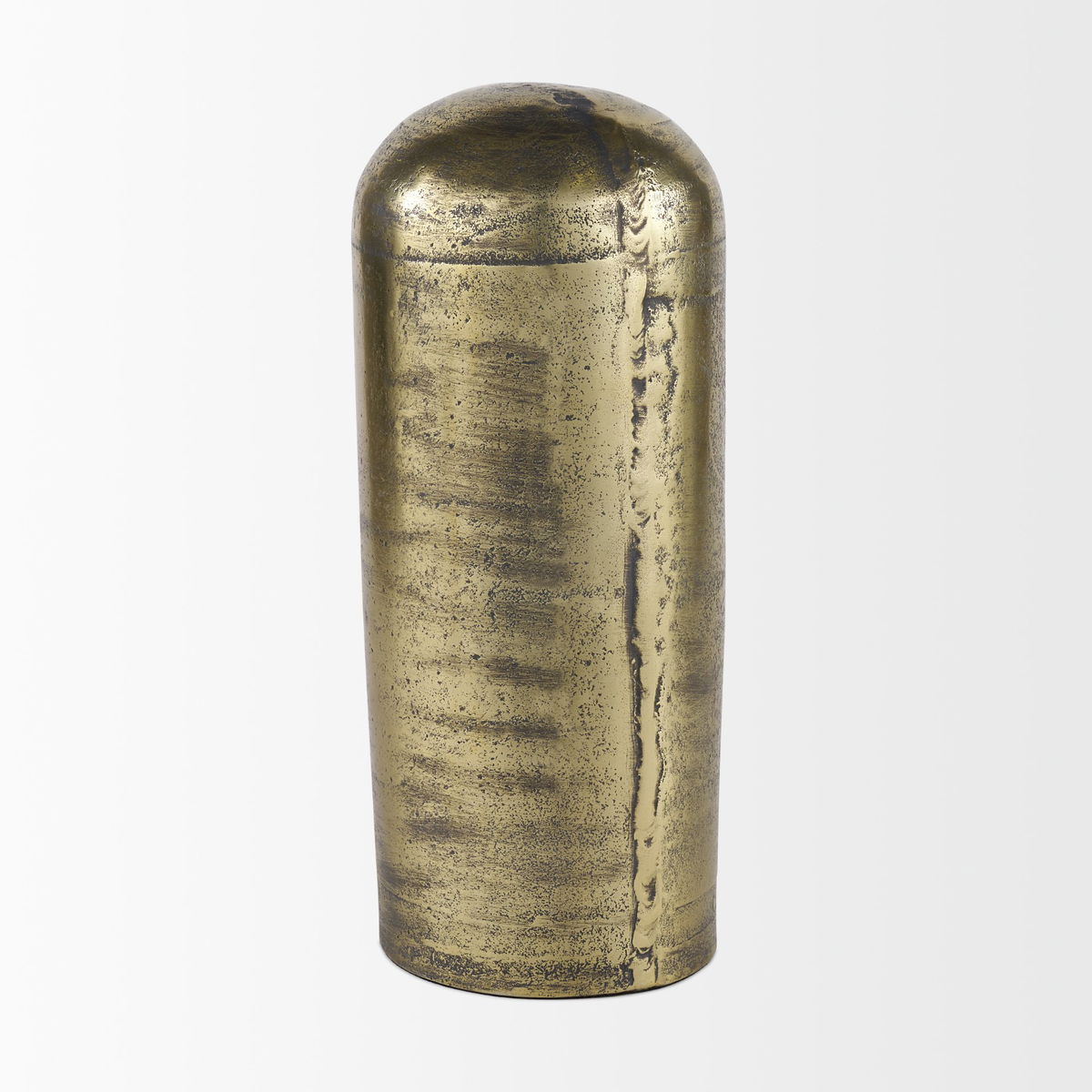 Quonset Extra Tall Brass Finished Aluminum Metal Pillar Object, Decorative Object by Mercana, 6" length x 6" width x 14.5" height View 5