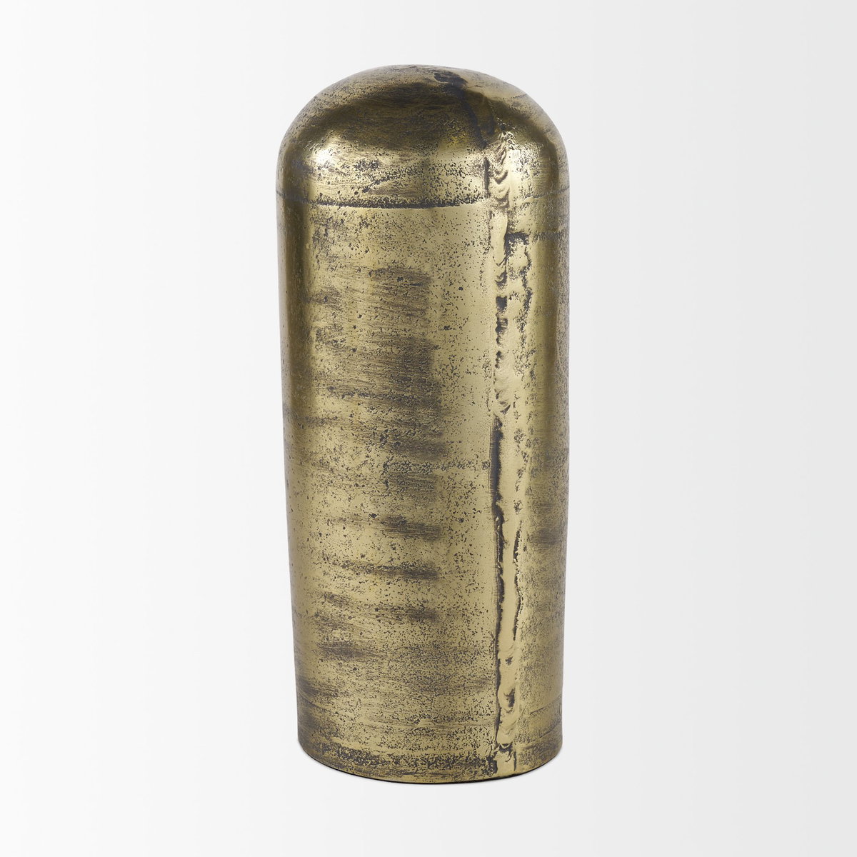 Quonset Extra Tall Brass Finished Aluminum Metal Pillar Object, Decorative Object by Mercana, 6" length x 6" width x 14.5" height View 5