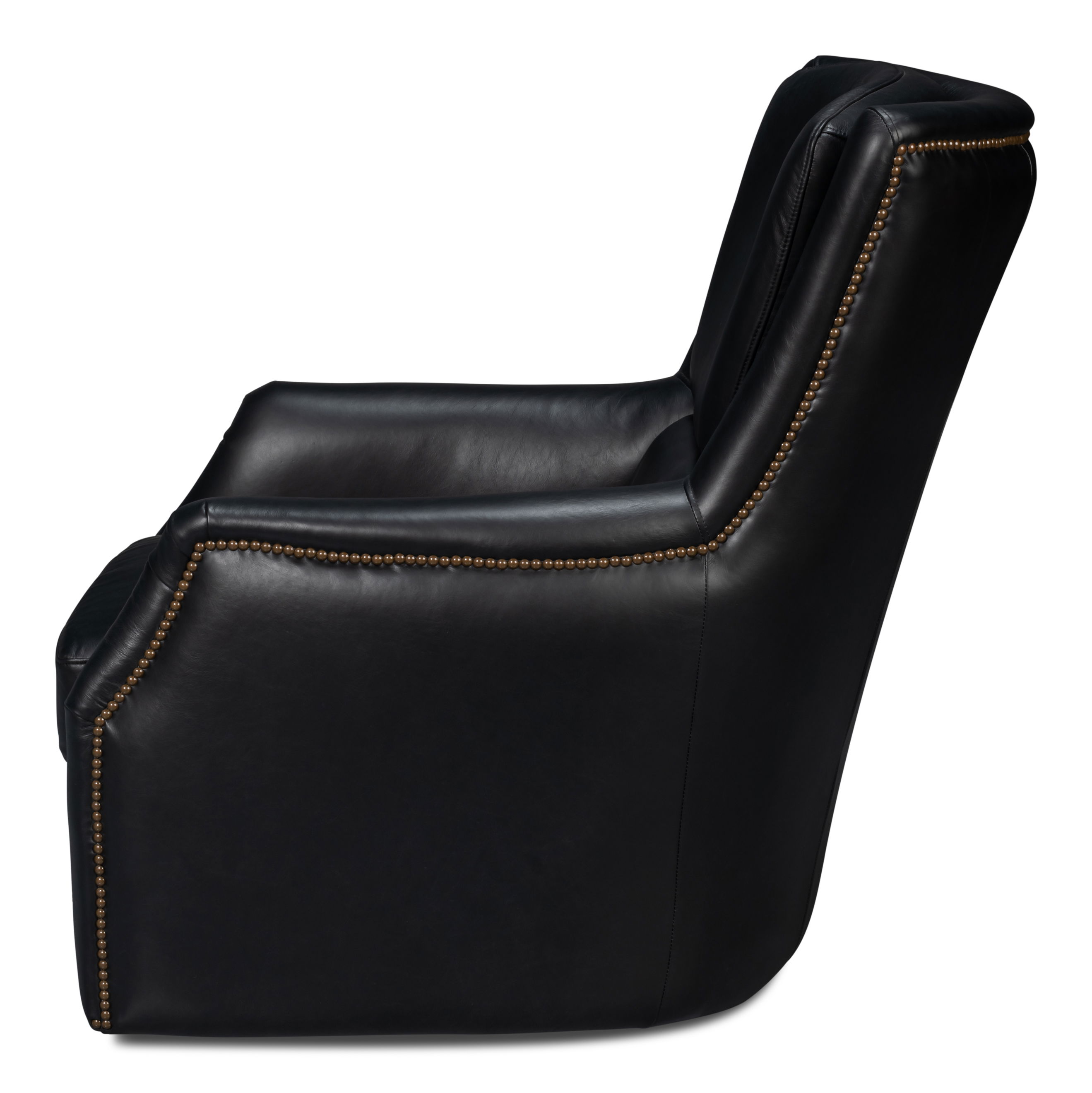 Baker Leather Swivel Chair, Onyx Black large image 