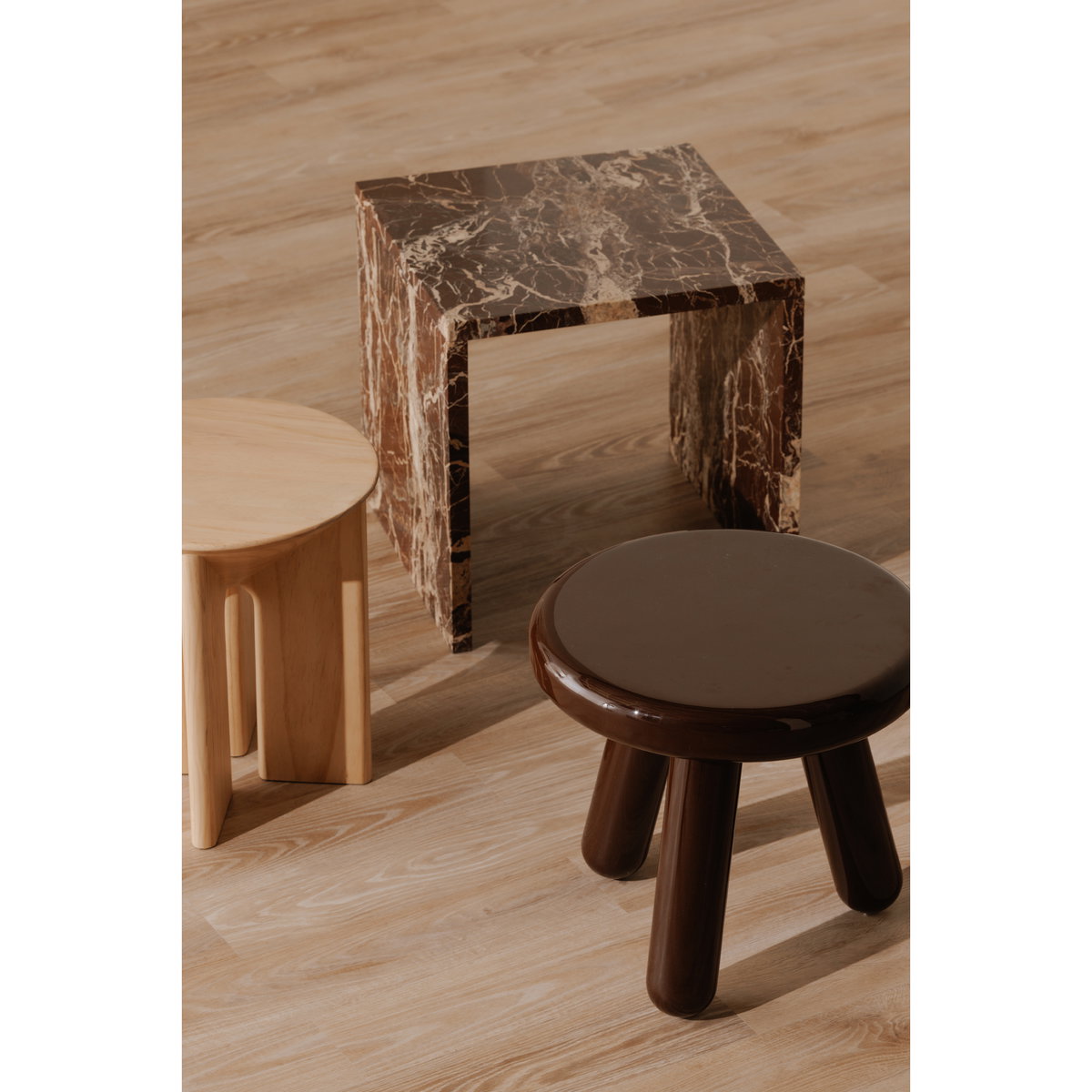 Joy Accent Table Deep Red Lacquer, Side & End Table by Moe's Home, 19" width x 18" height x 19" depth View 7