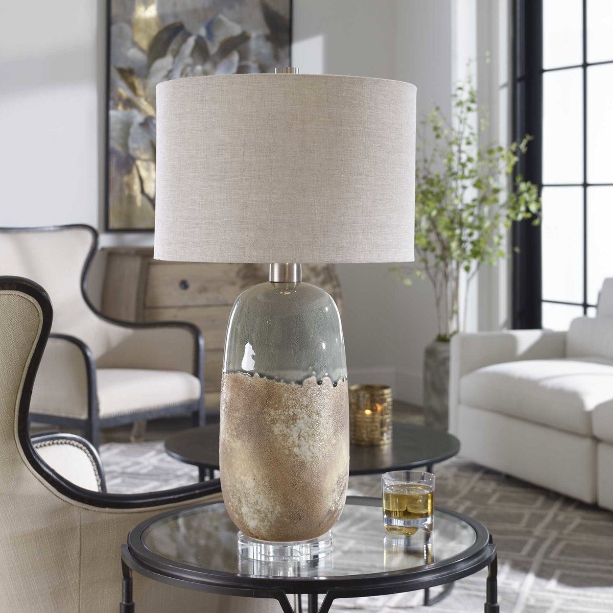 Maggie Ceramic Table Lamp, by Uttermost, 16" width x 30.25" height x 16" depth View 2