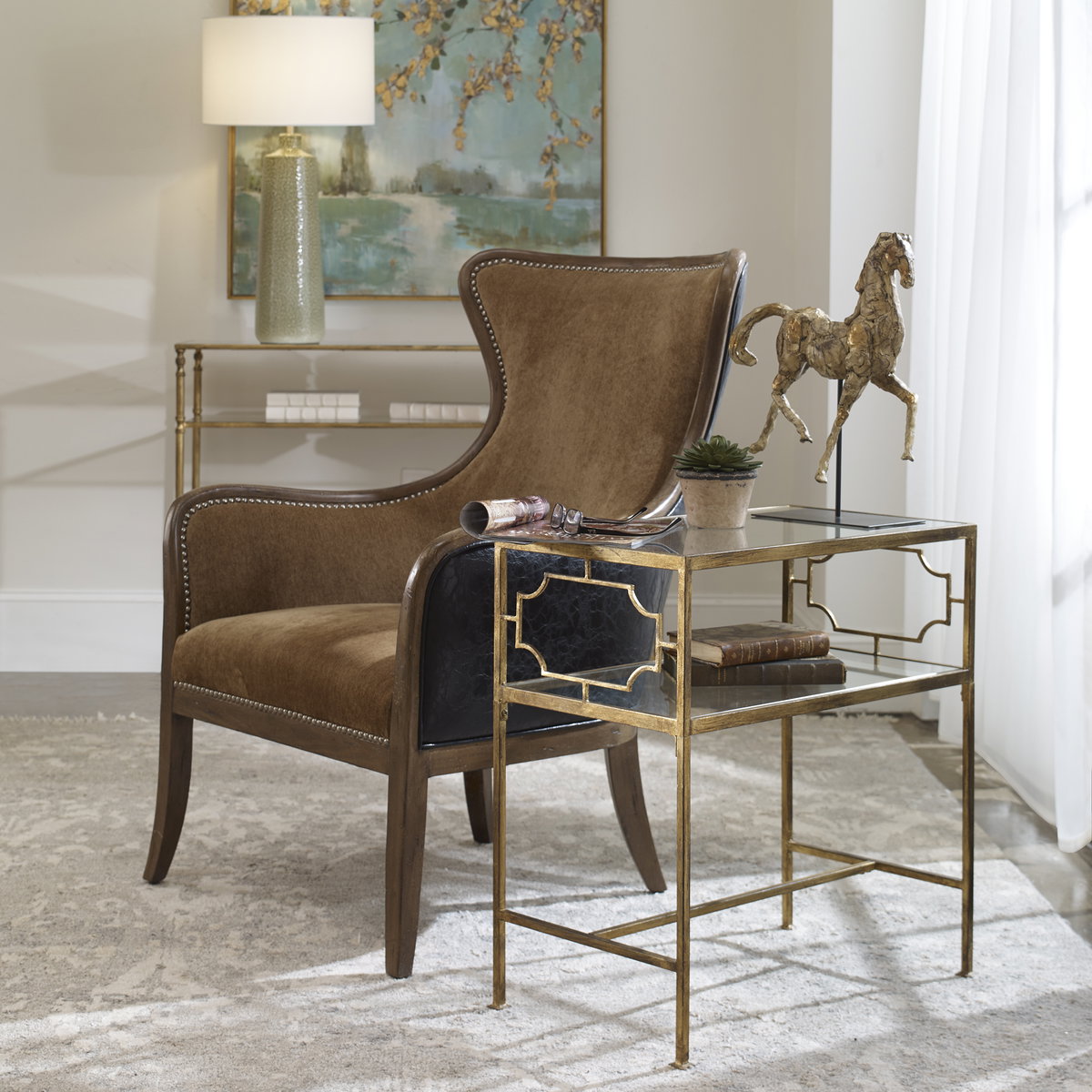 Genell Side Table, Side & End Table by Uttermost, 23.87" width x 25.75" height x 14" depth View 2