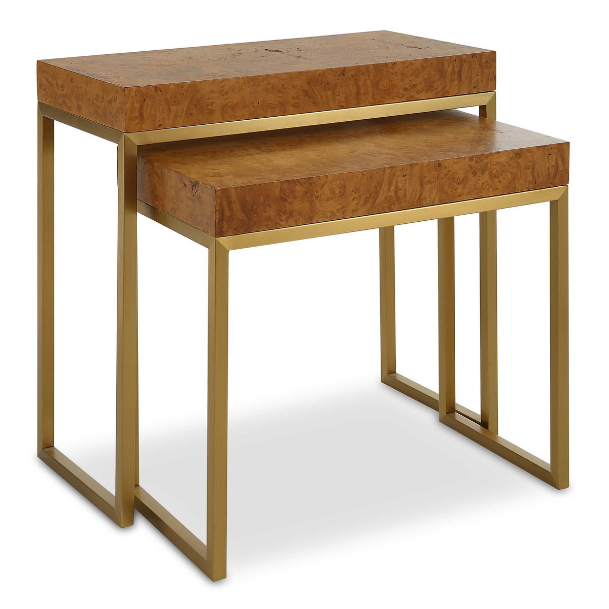 Burl-esque Wooden Nesting Tables Set/2, Side & End Table by Uttermost, 24.5" width x 24.5" height x 12" depth View 1