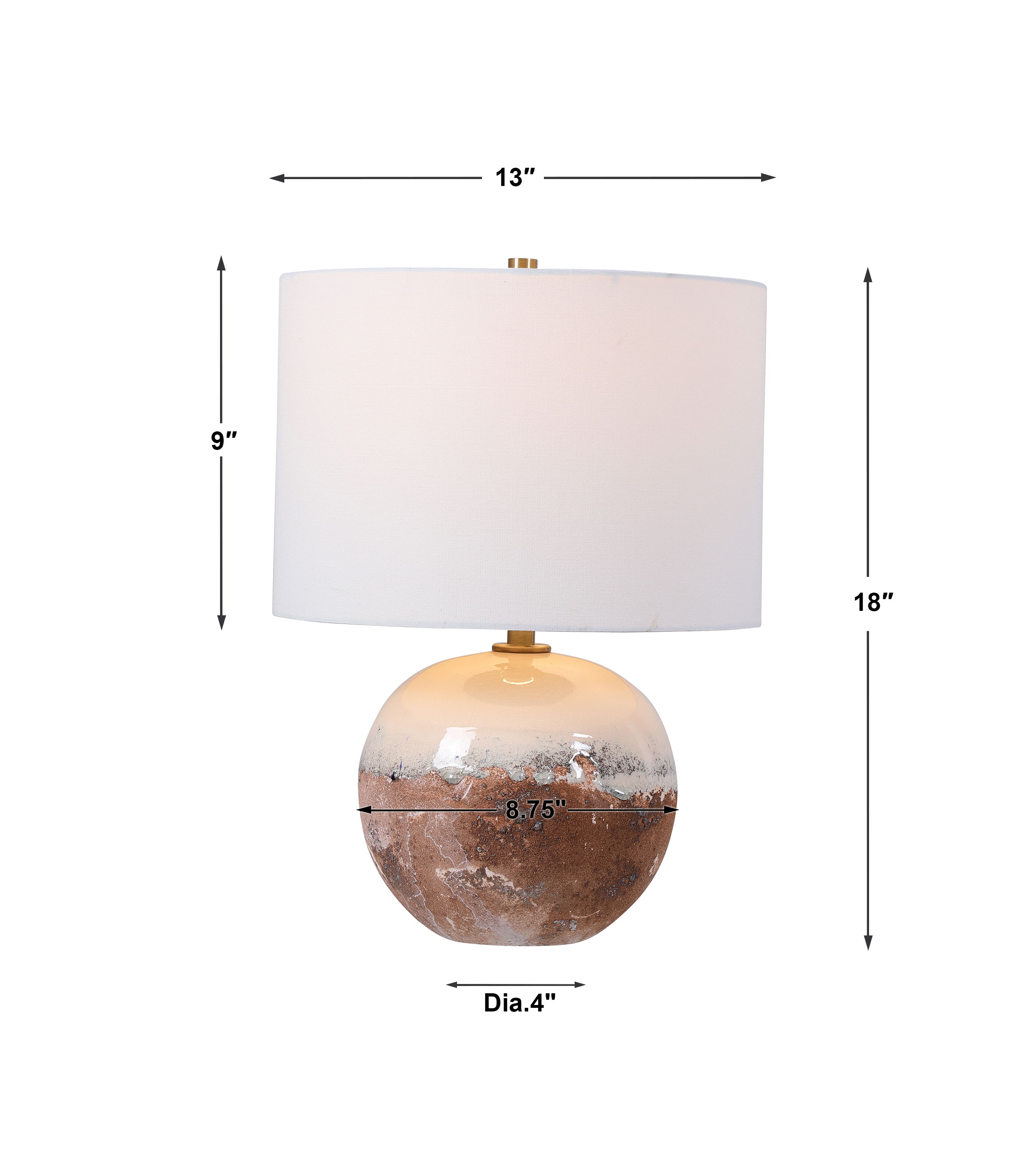 Durango Terracotta Accent Lamp, by Uttermost, 13" width x 18" height x 13" depth View 3
