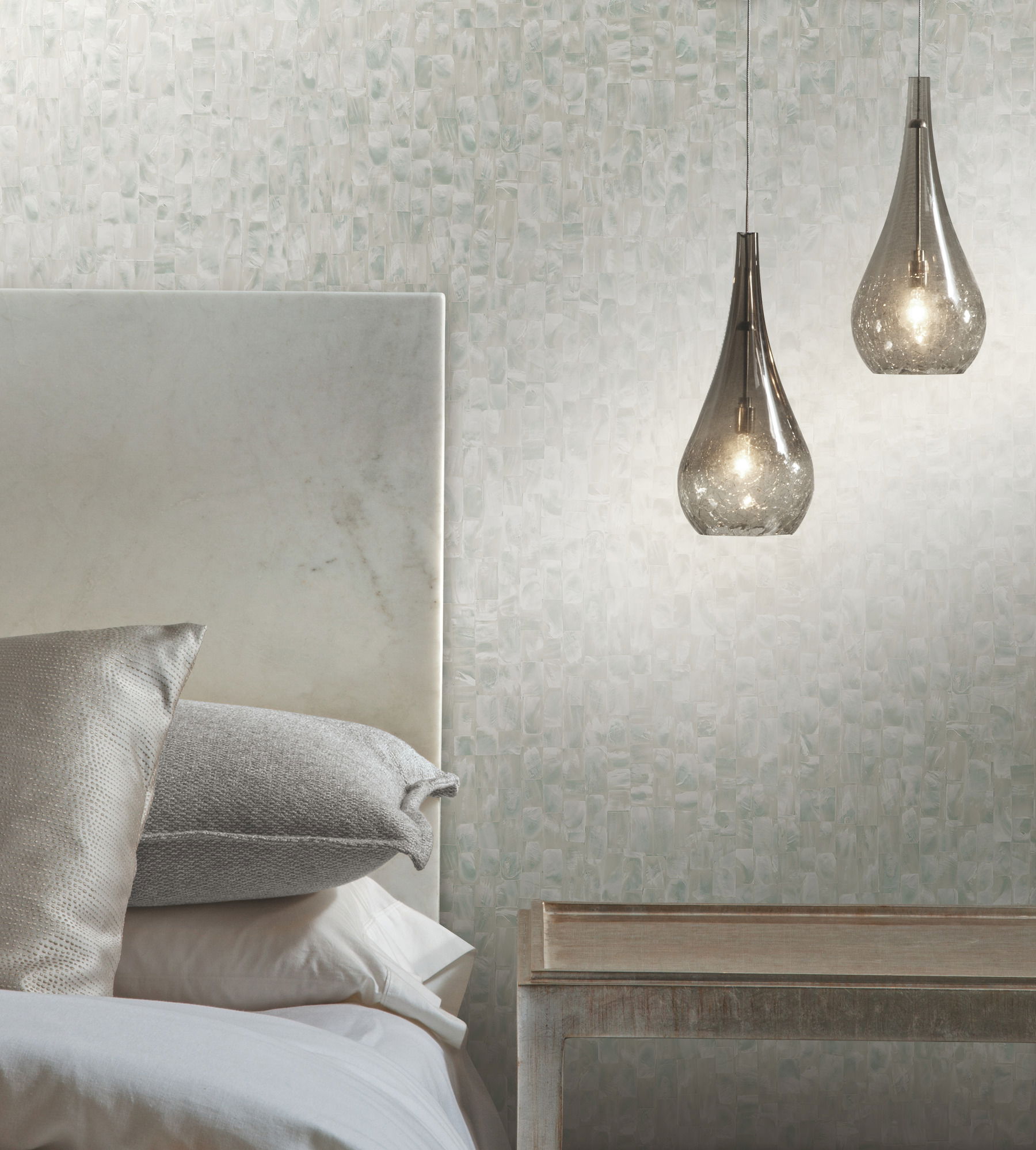 Mother Of Pearl Grey & Beige Peel & Stick Wallpaper large image 
