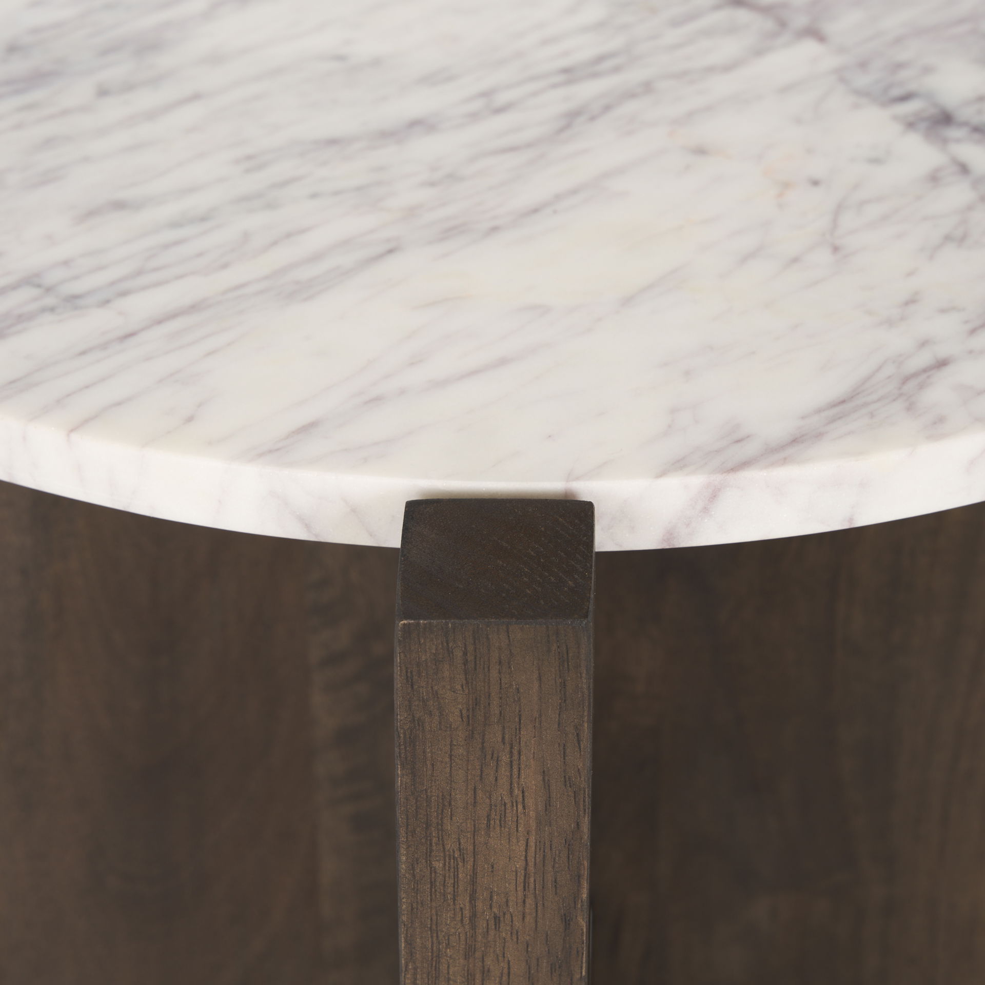Bianca Dark Brown Wood with Marble Round Accent Table, Side & End Table by Mercana, 22" length x 22" width x 22" height View 7