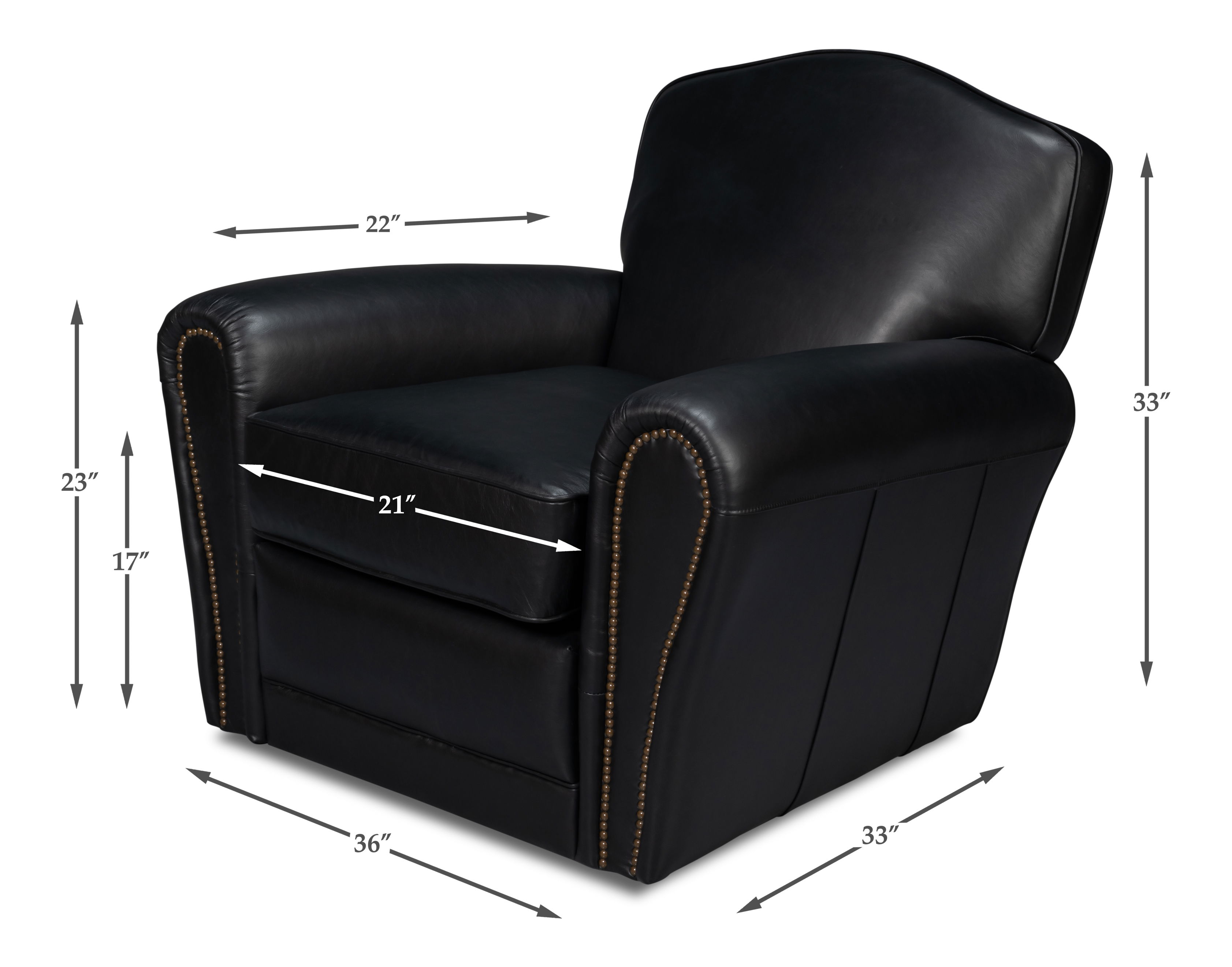 Elite French Club Swivel Chair, Black large image 