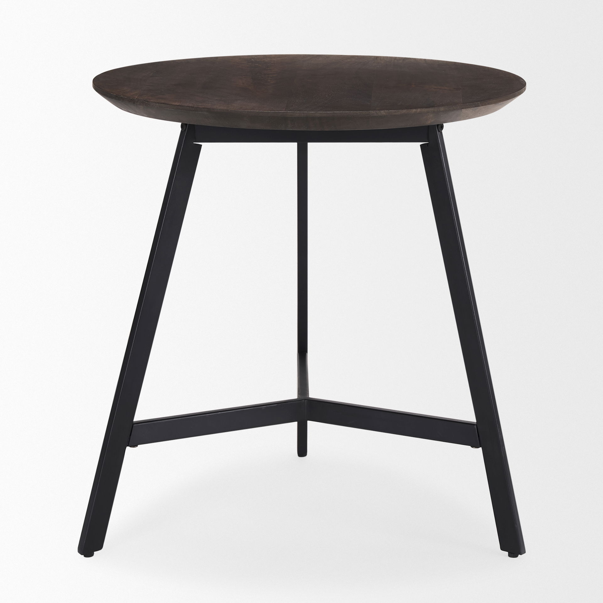 Todd Dark Brown Wood with Metal Legs Side Table, Side & End Table by Mercana, 22" length x 23" width x 22" height View 3