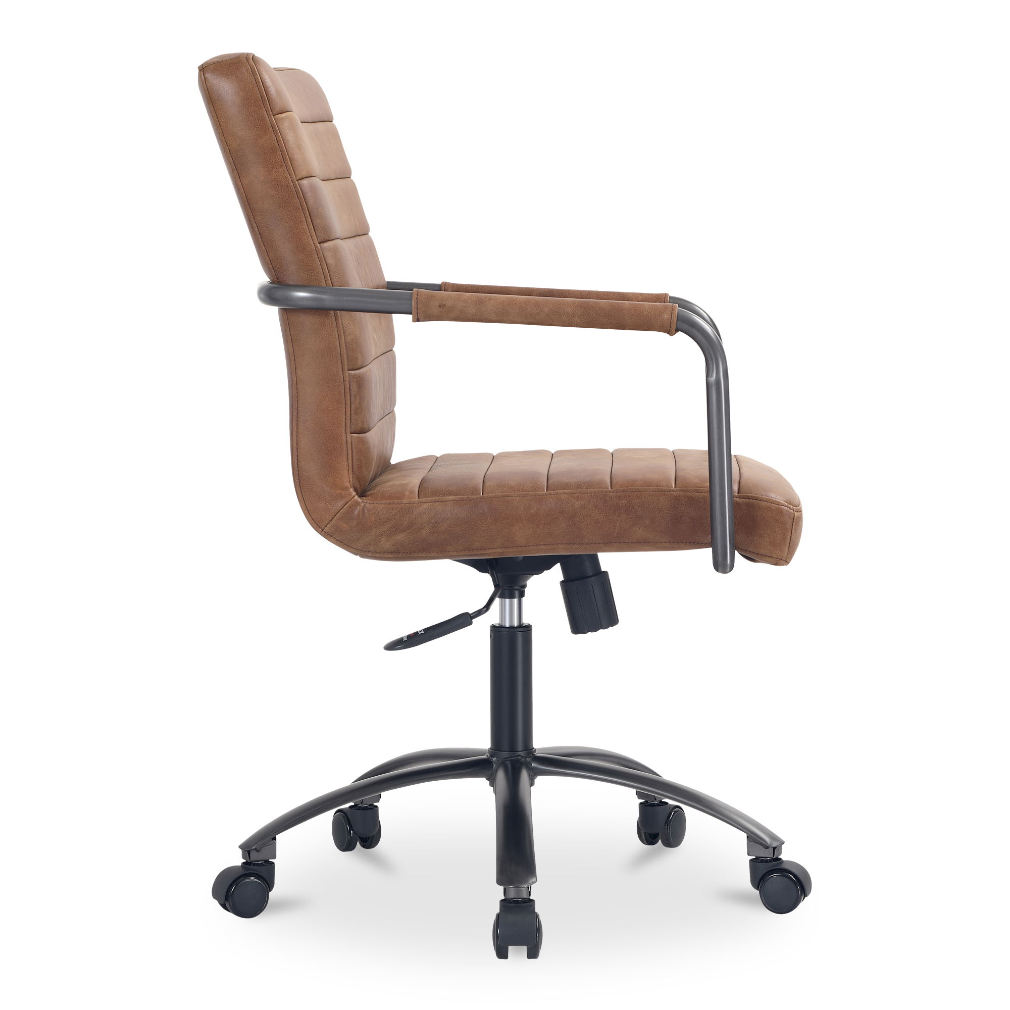Roy Office Chair Open Road Brown Leather, by Moe's Home, 21.85" width x 36" height x 27.17" depth View 4