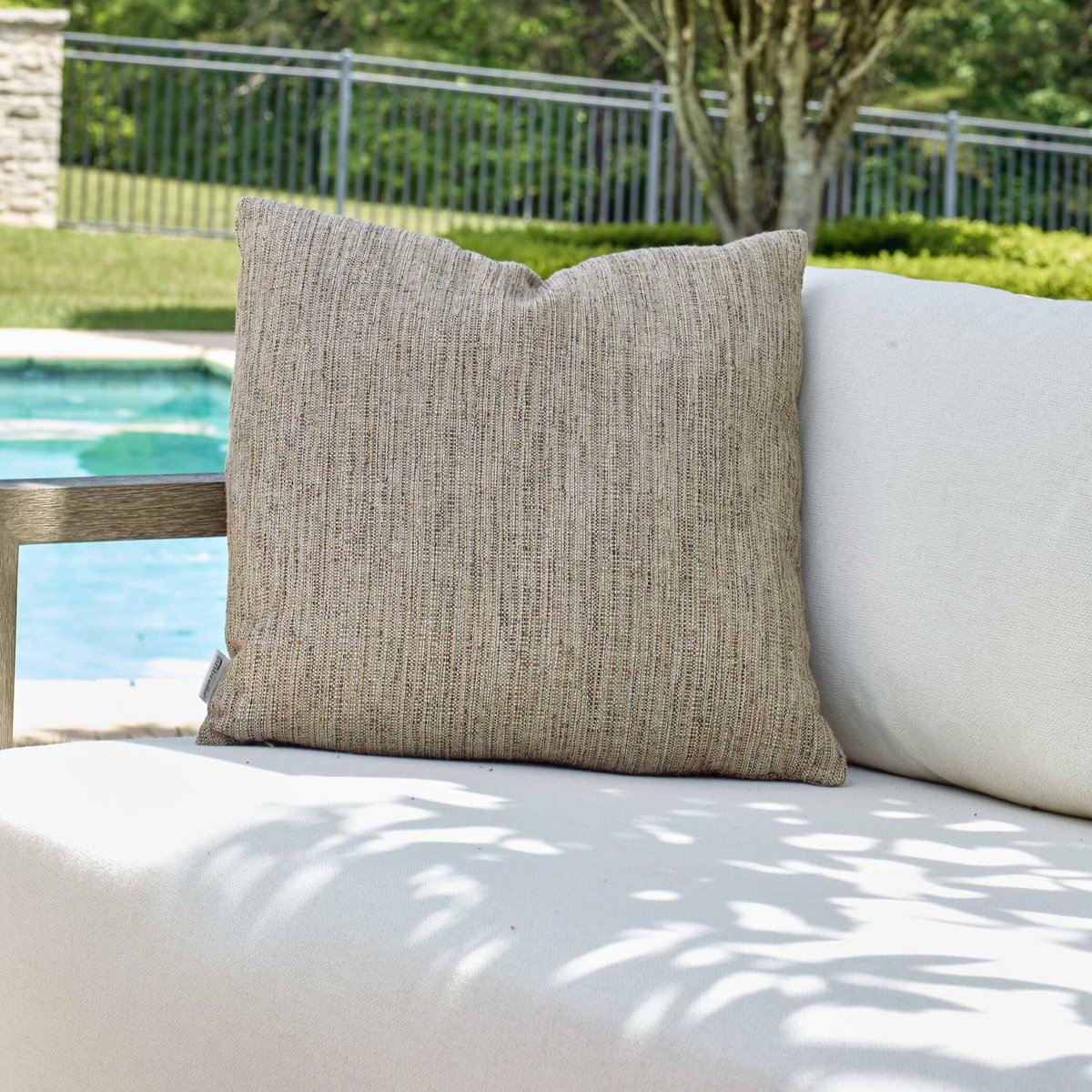 Poros Brown Toned Outdoor Pillow, Outdoor Pillows & Cushion by Uttermost, 1'8" width x 1'8" height x 8" depth View 2