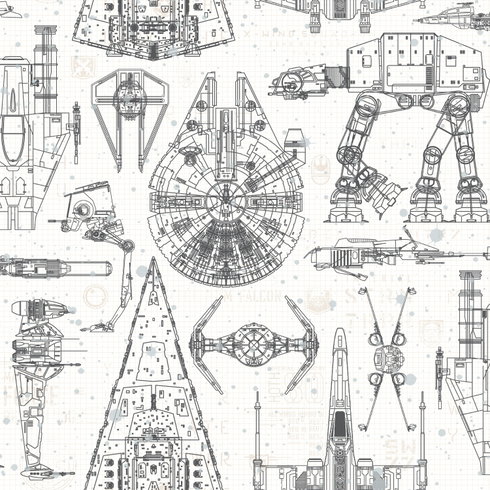 Star Wars Blueprint Blue Peel & Stick Wallpaper