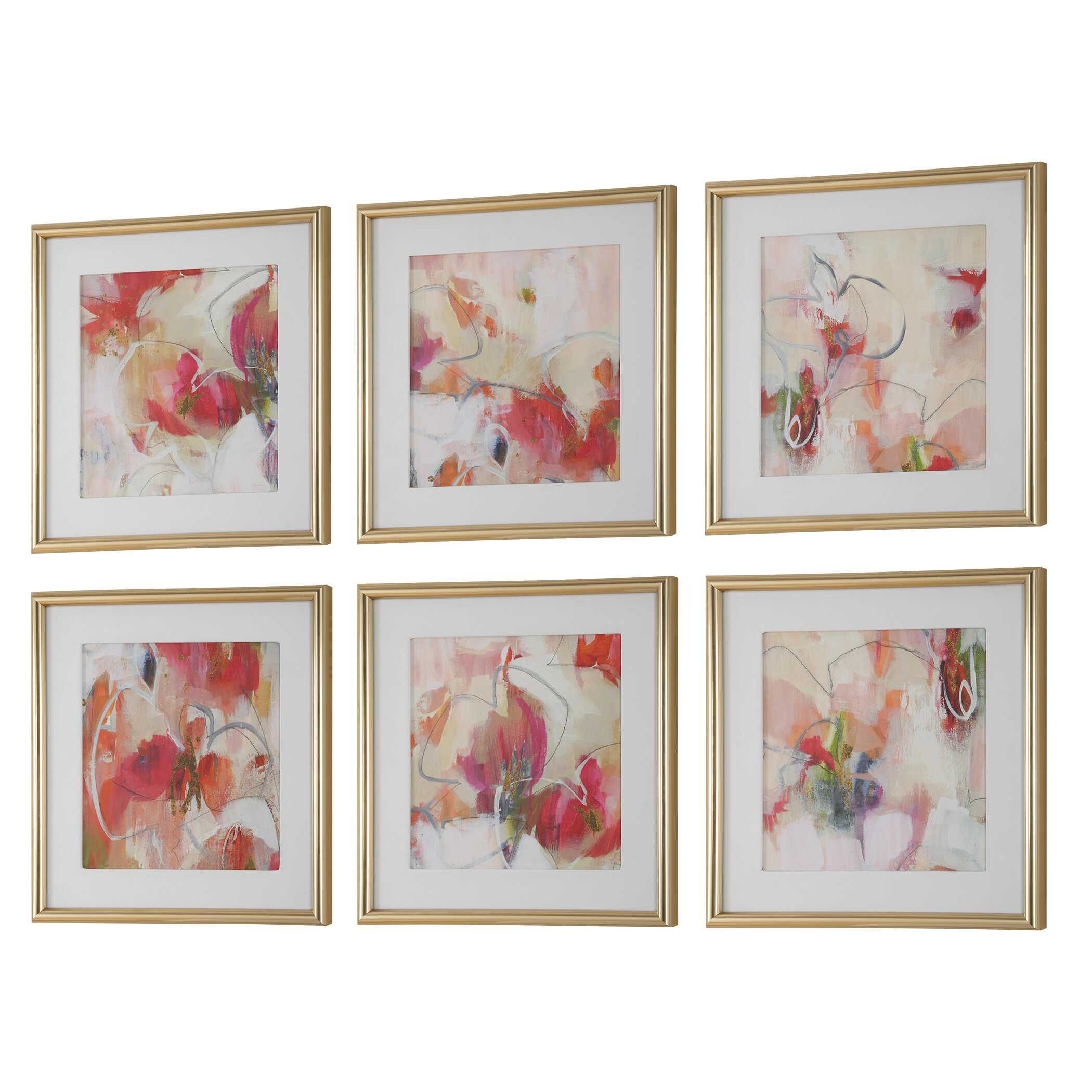 Fresh Start Red Abstract Prints Set/6 large image 