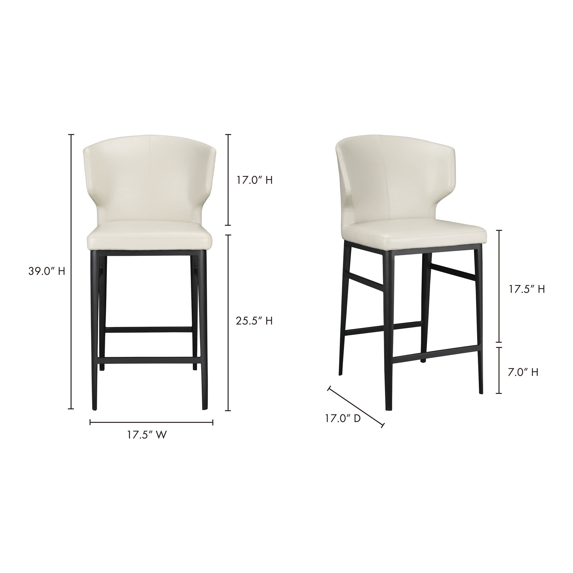 Delaney Counter Stool Beige, Counter & Bar Stool by Moe's Home, 20.5" width x 39.4" height x 21.7" depth View 5