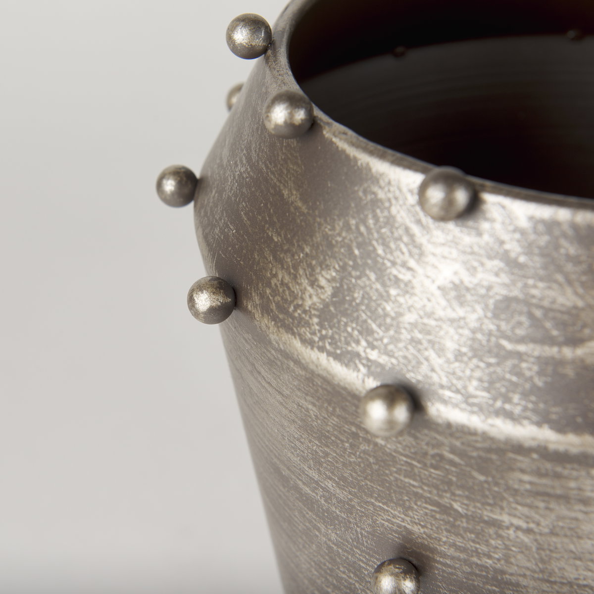 Elio  9.1H Small Champagne Metal with Studs Vase, by Mercana, 7.09" length x 7.09" width x 9.06" height View 7