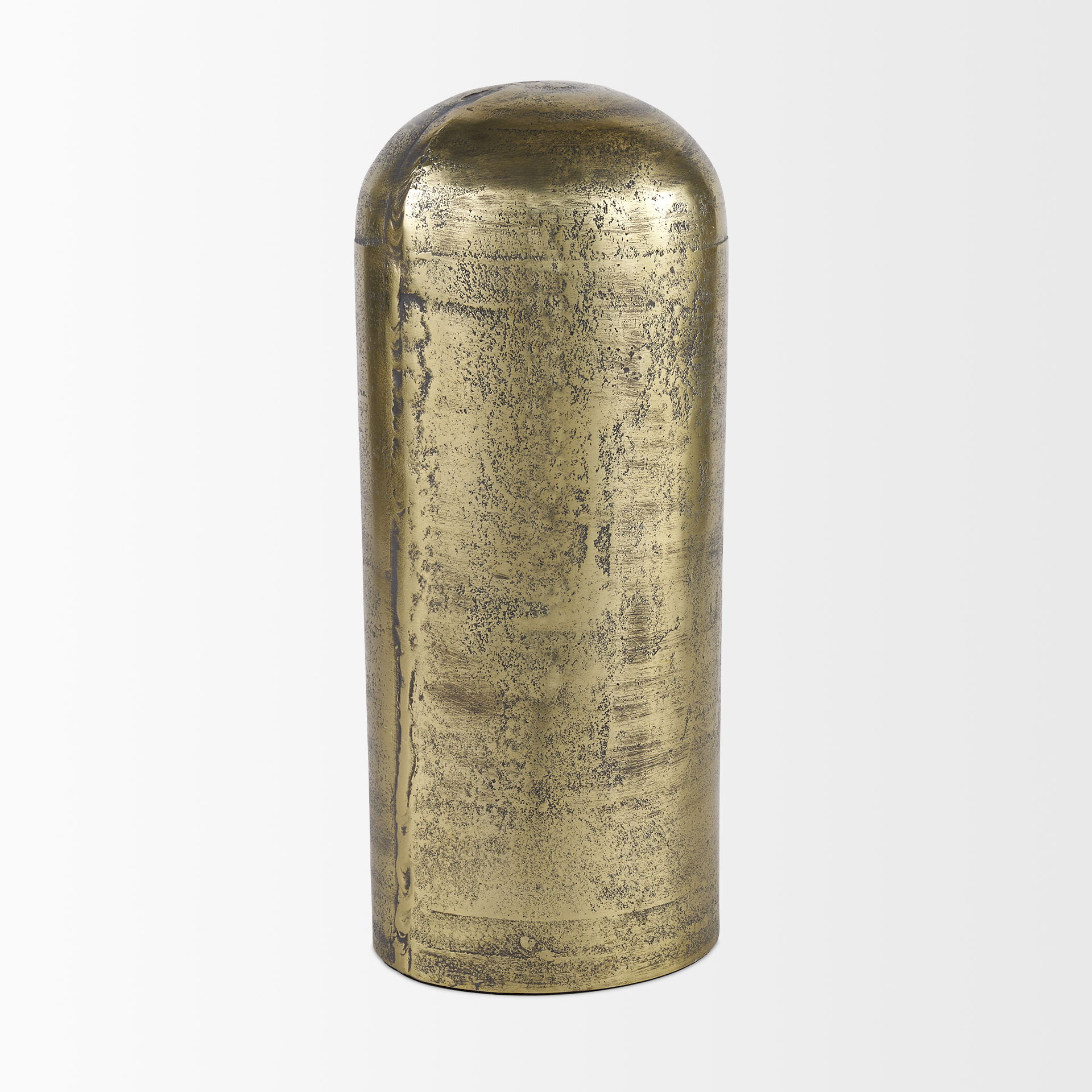 Quonset Extra Tall Brass Finished Aluminum Metal Pillar Object, Decorative Object by Mercana, 6" length x 6" width x 14.5" height View 6