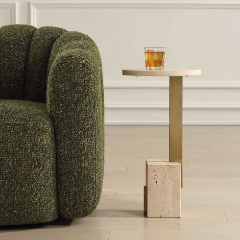 Feranno Travertine Accent Table