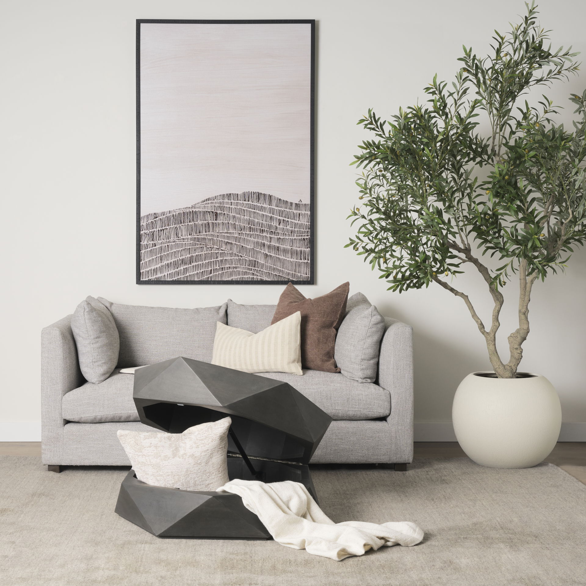 Arreto 36' Hexagonal Hinged Solid Wood Top and Base Coffee Table, by Mercana, 36" length x 36" width x 15" height View 2