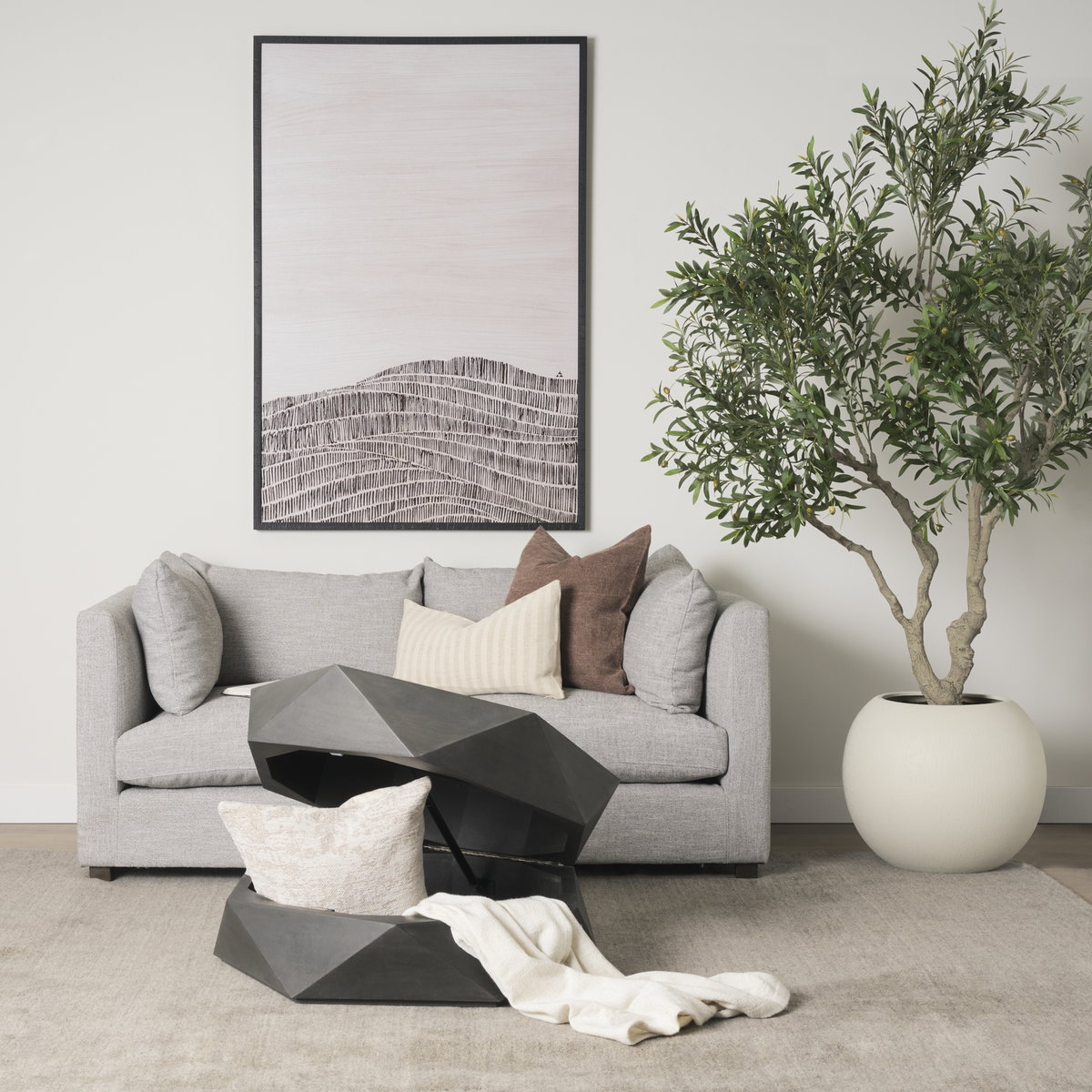 Arreto 36' Hexagonal Hinged Solid Wood Top and Base Coffee Table, by Mercana, 36" length x 36" width x 15" height View 2