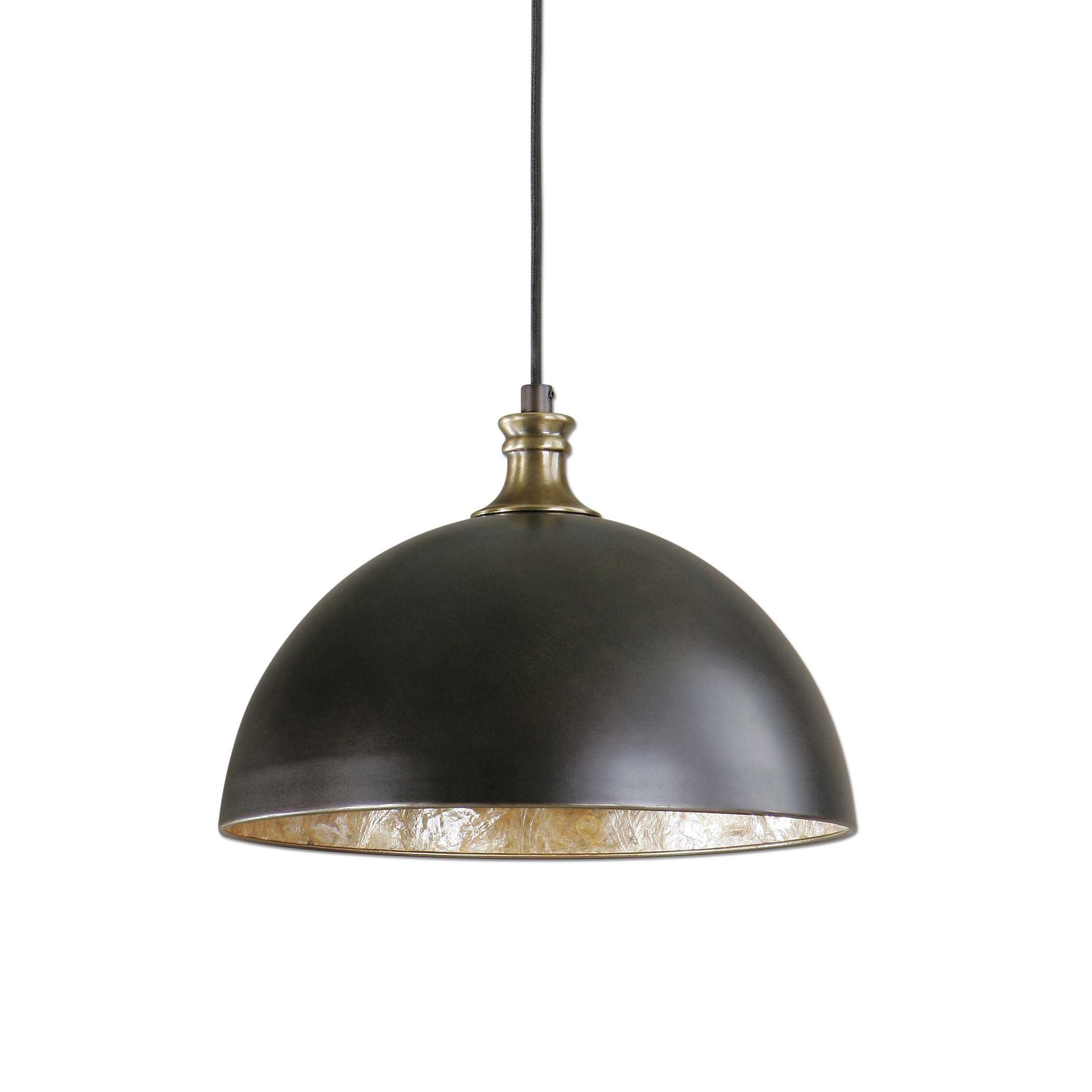 Placuna 1 Light Bronze Pendant, Ceiling Light by Uttermost, 10.5" height x 15" diameter View 1