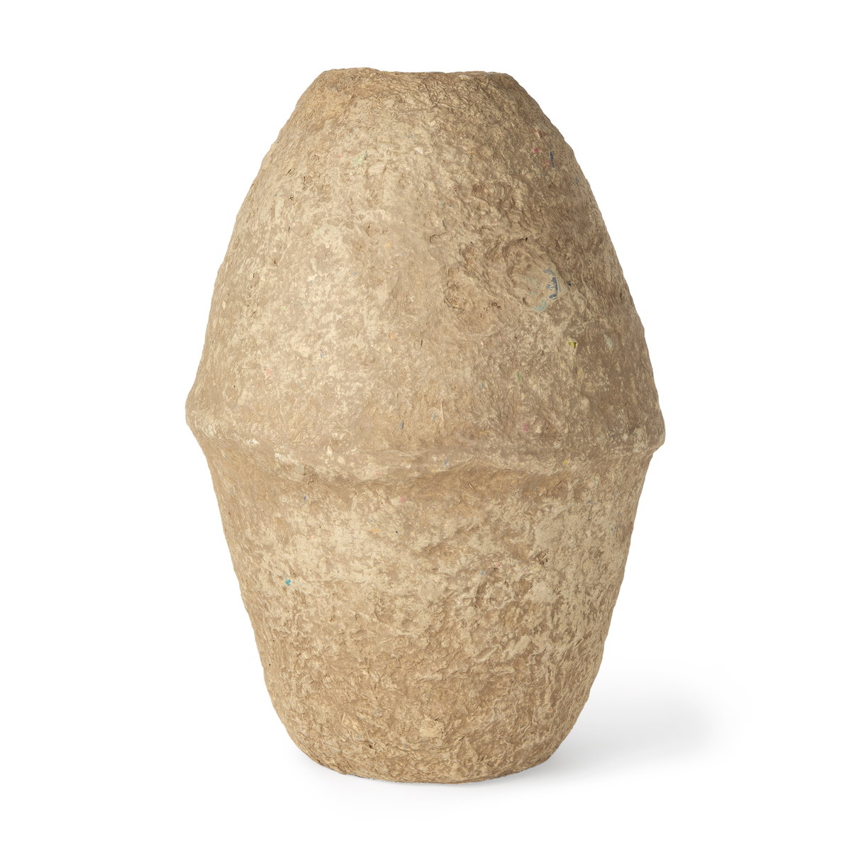 Rundal Large Beige Paper Mache Vase, by Mercana, 12" length x 12" width x 18" height View 1