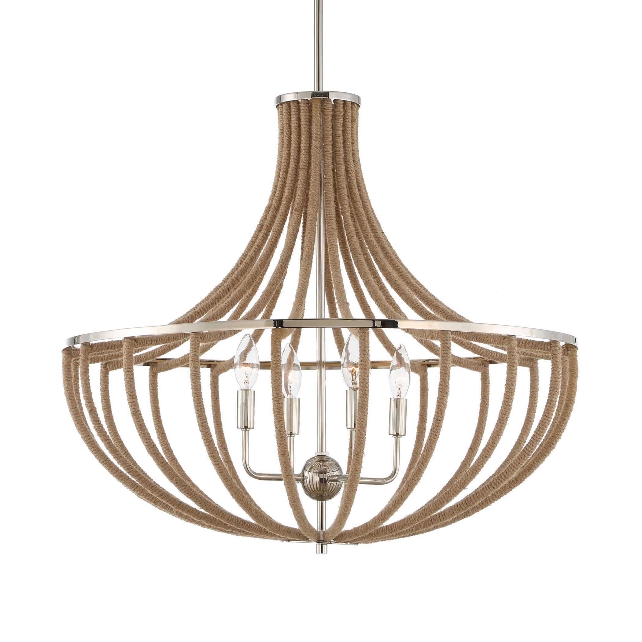 Lovelock 4 Light Rope Empire Chandelier, Ceiling Light by Uttermost, 27.5" width x 24.25" height x 27.5" diameter View 1