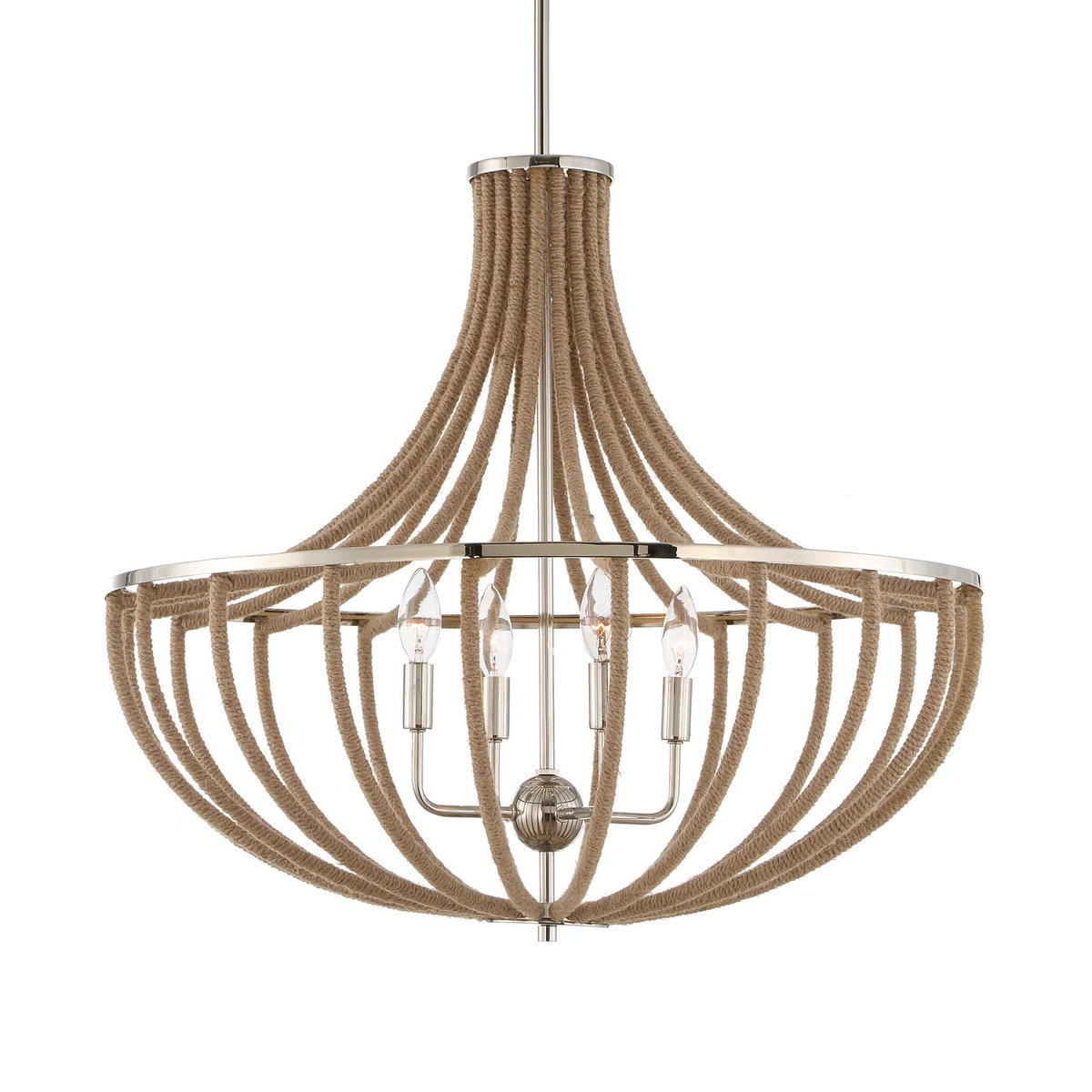 Lovelock 4 Light Rope Empire Chandelier, Pendant by Uttermost, 27.5" width x 24.25" height x 27.5" diameter View 1