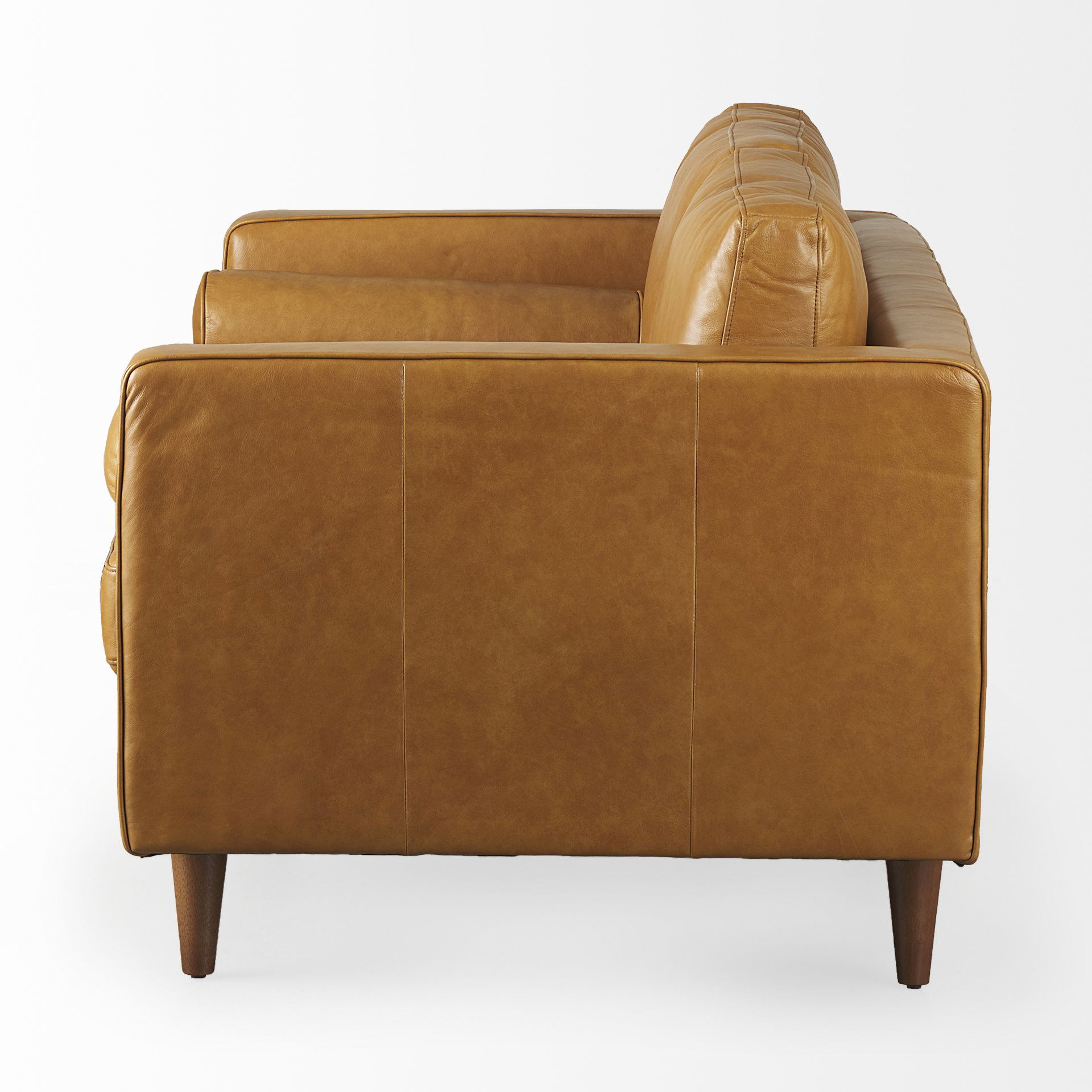 Svend 65.0L x 38.0W x 34.0H Tan Leather Love Seat Sofa large image 