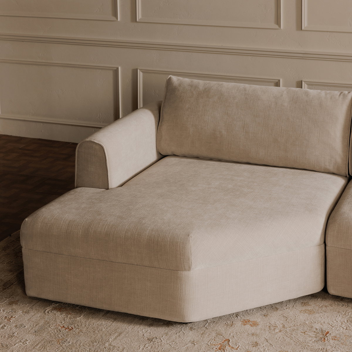 Madrid Right Sectional Cool Beige, Sectional Sofa by Moe's Home, 112" width x 33.5" height x 65" depth View 7