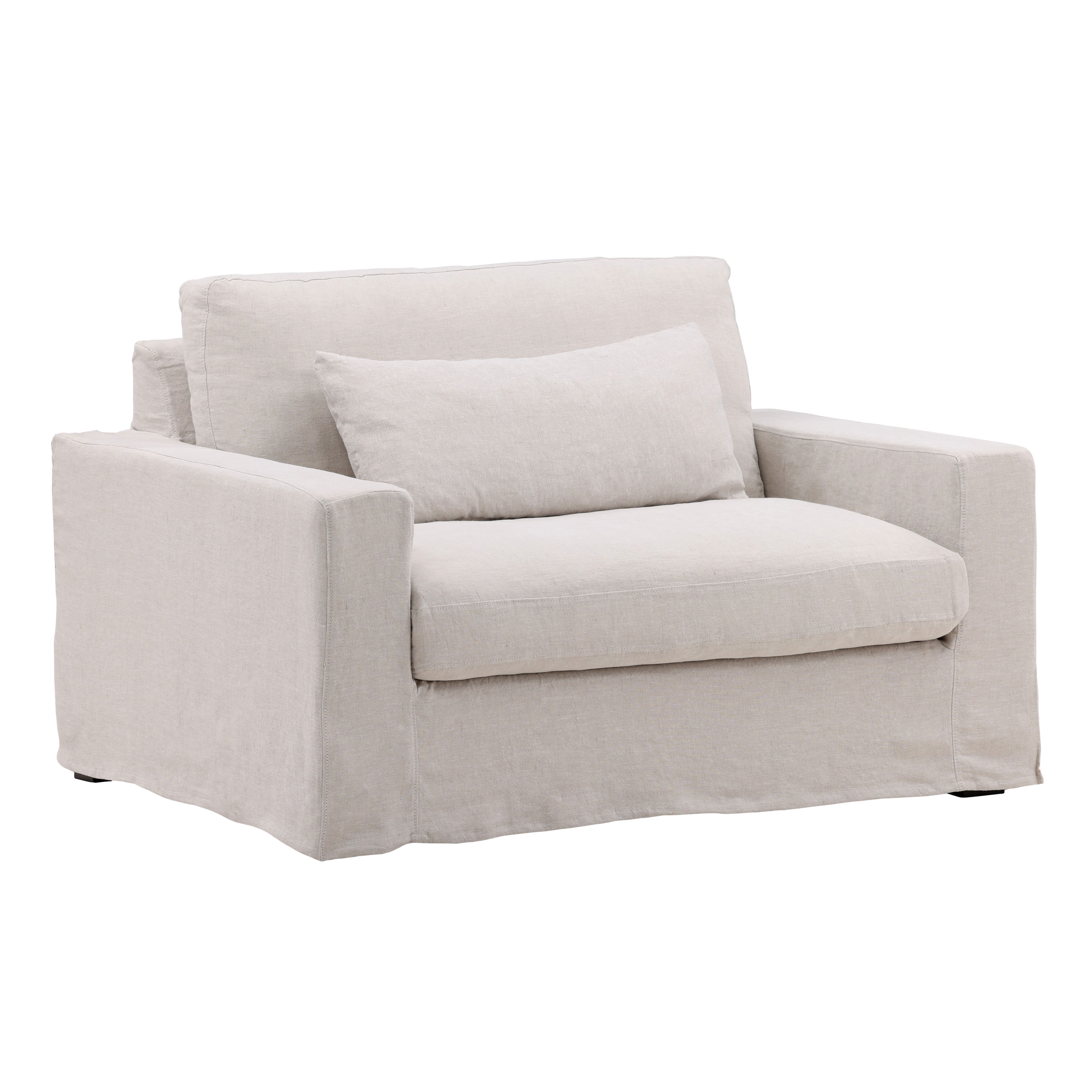 Dixie Chair and a Half Slipcover Natural, Sofas & Sectional by Dovetail, 49.2" width x 33" height x 39.3" depth