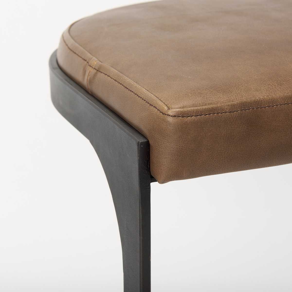 Tyson Backless 27.5in Seat Counter Stool | Brown Leather with Metal, Counter & Bar Stool by Mercana, 17.25" length x 17.5" width x 28" height View 6