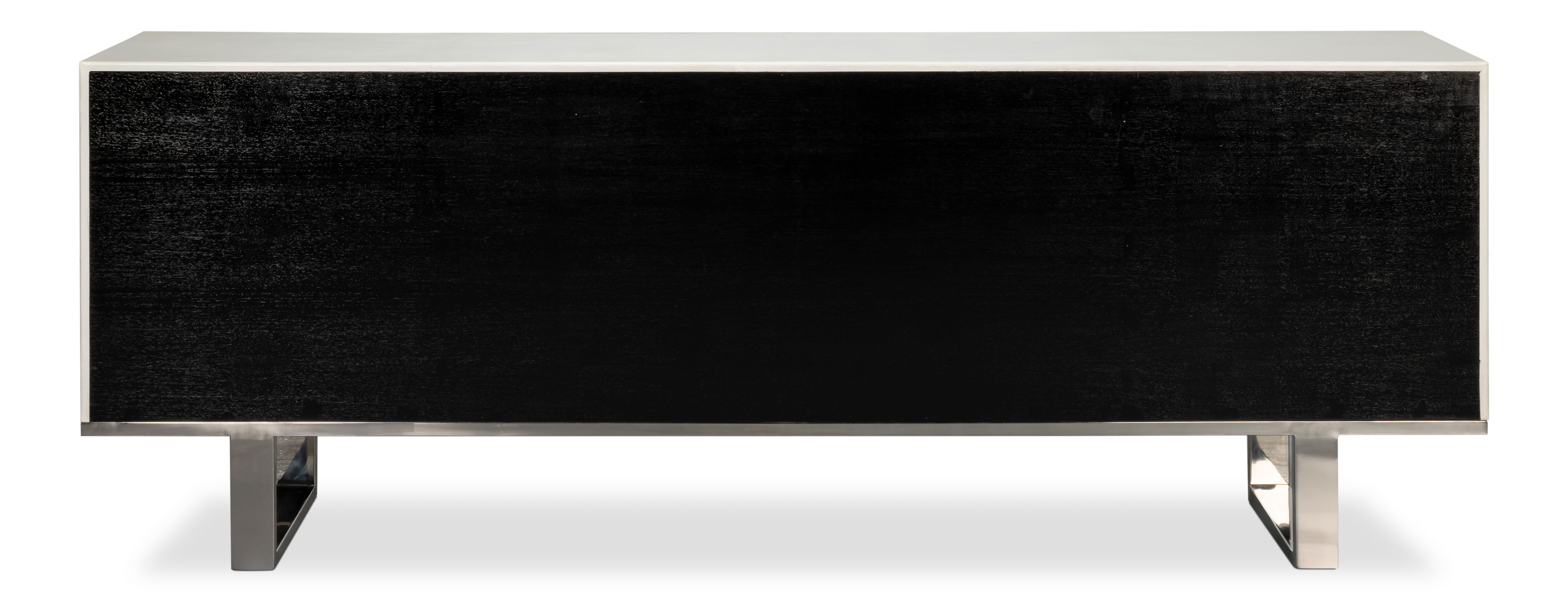 Bronzini Credenza, Embossed White, Wine & Liquor Accessorie by Sarreid, 94" length x 20" width x 34" height View 3