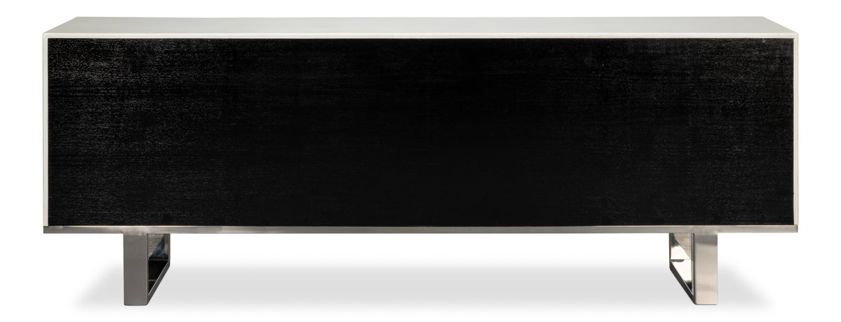 Bronzini Credenza  Embossed White, by Sarreid, 1'8" length x 7'10" width x 2'10" height View 3