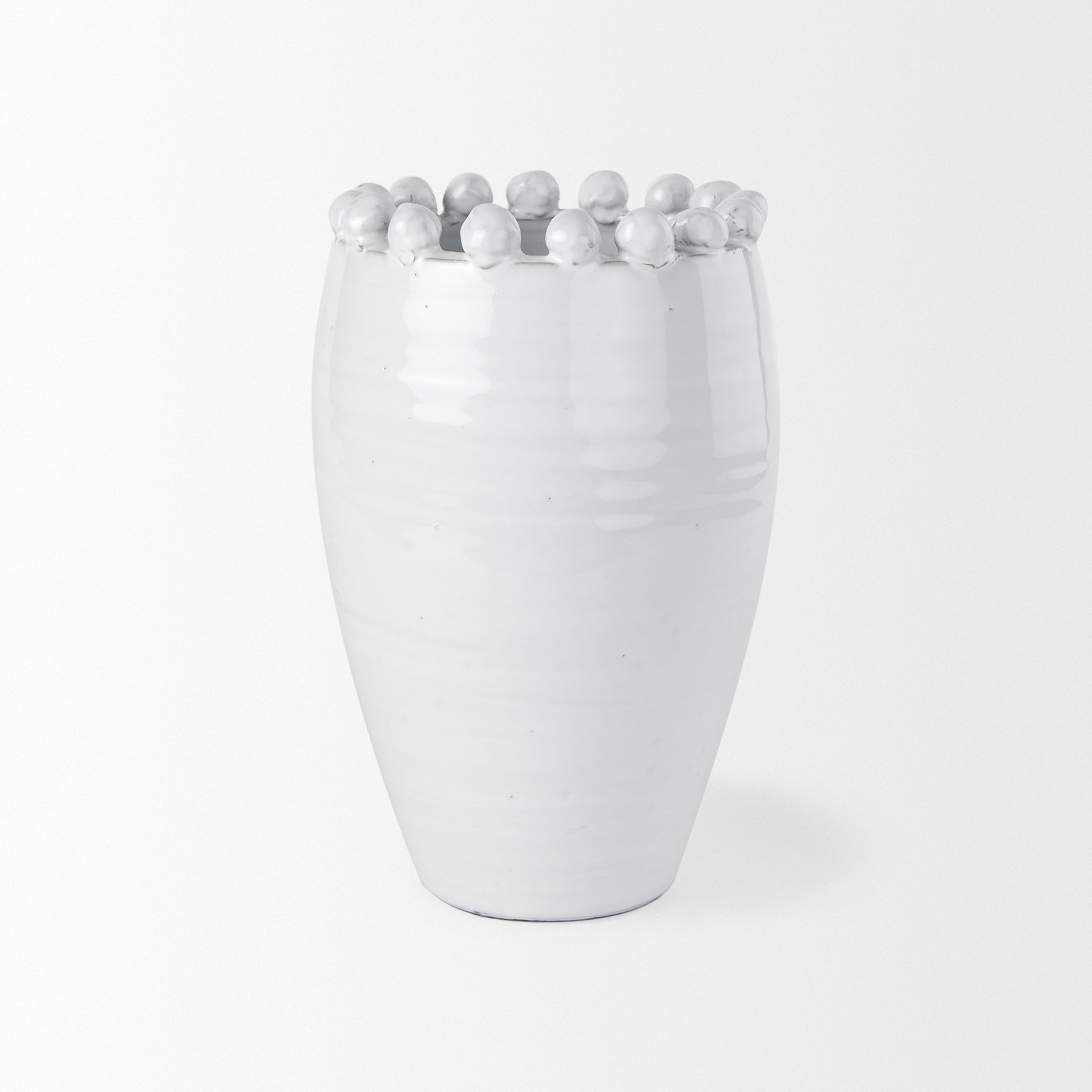 Basin Medium Off-White Glazed Vase, by Mercana, 7.28" length x 7.28" width x 11.22" height View 6