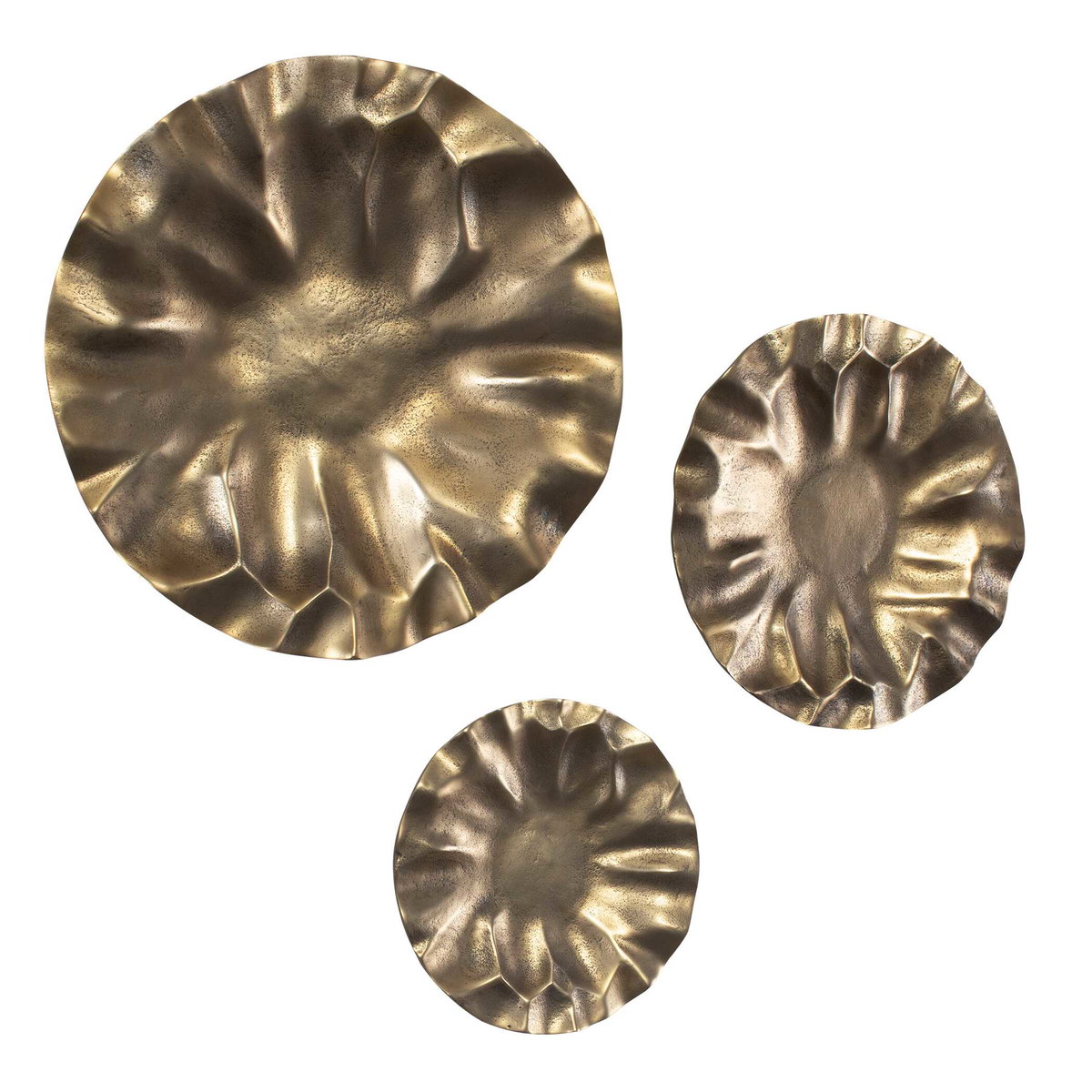 Peonia Outdoor Gold Wall Art Set/3, Sculptural Wall Art by Uttermost, 20" width x 20" height x 2.5" depth View 5