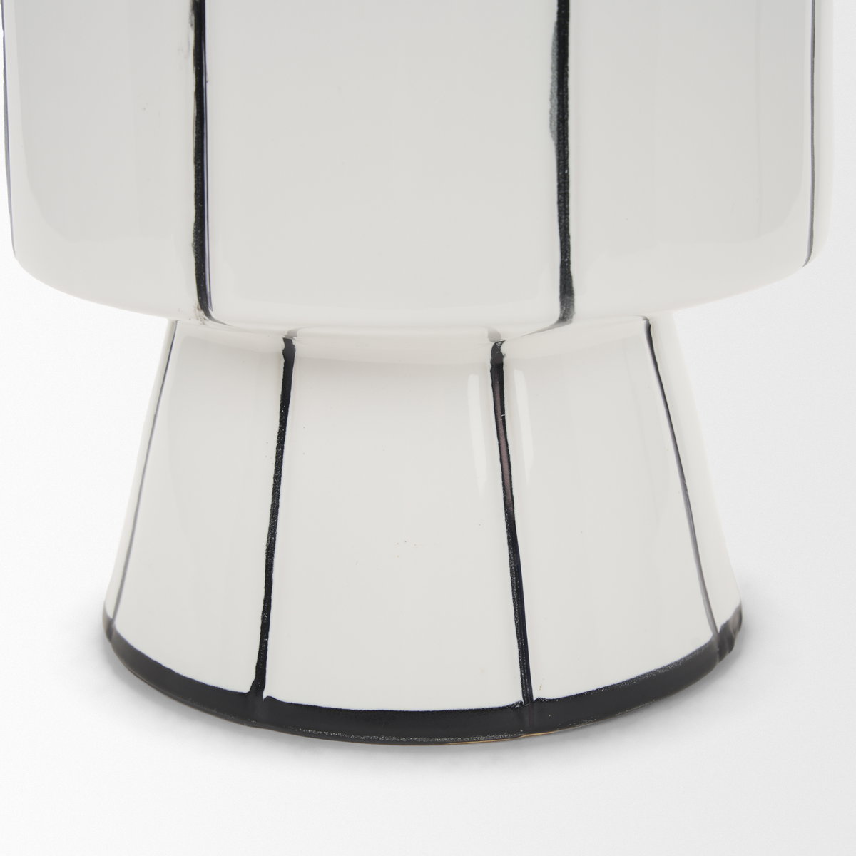 Dinah Small White with Black Stripes  Ceramic Vase, by Mercana, 8.07" length x 8.07" width x 12.99" height View 10