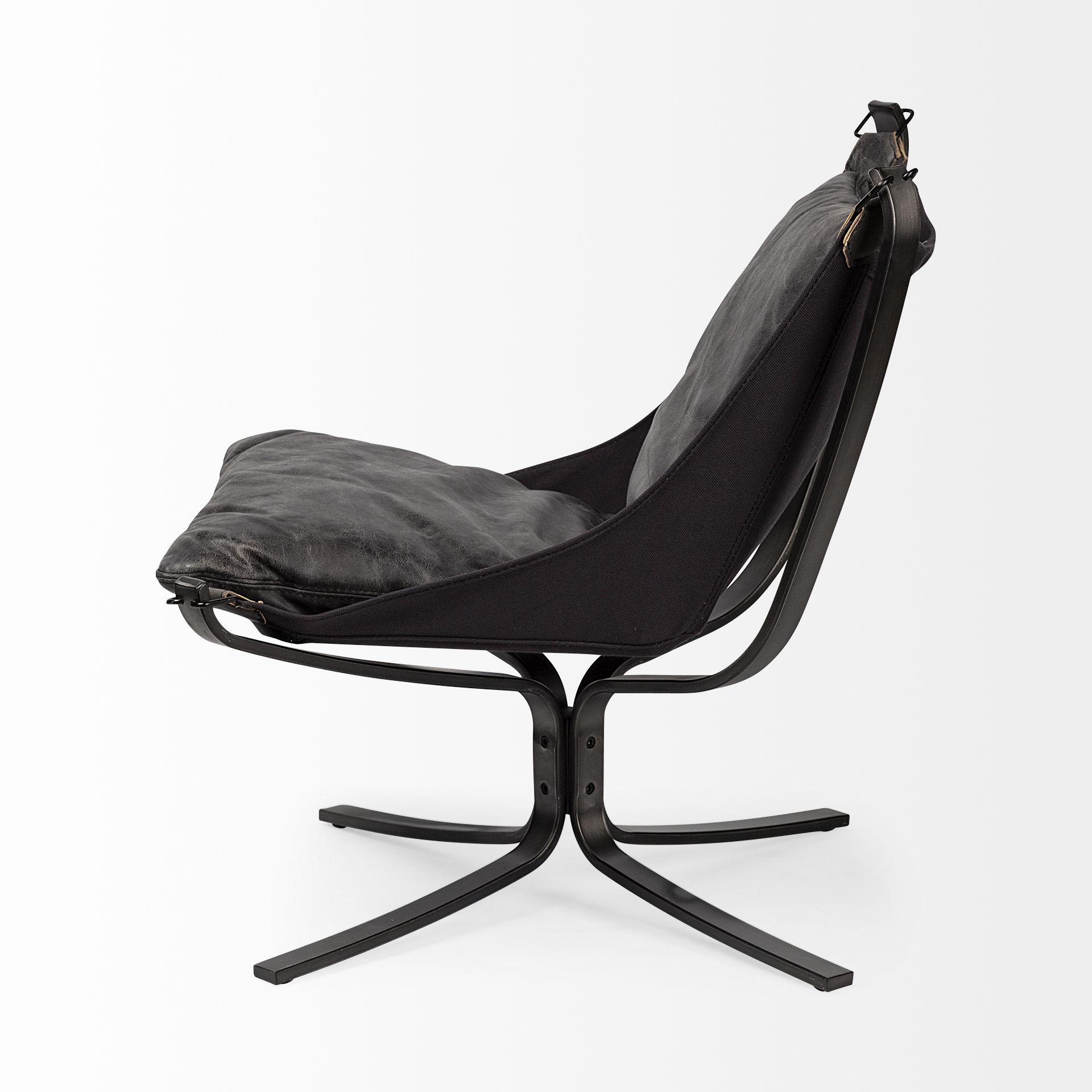Colarado Black Leather Cushions with Black Metal Frame Sling-Style Accent Chair large image 