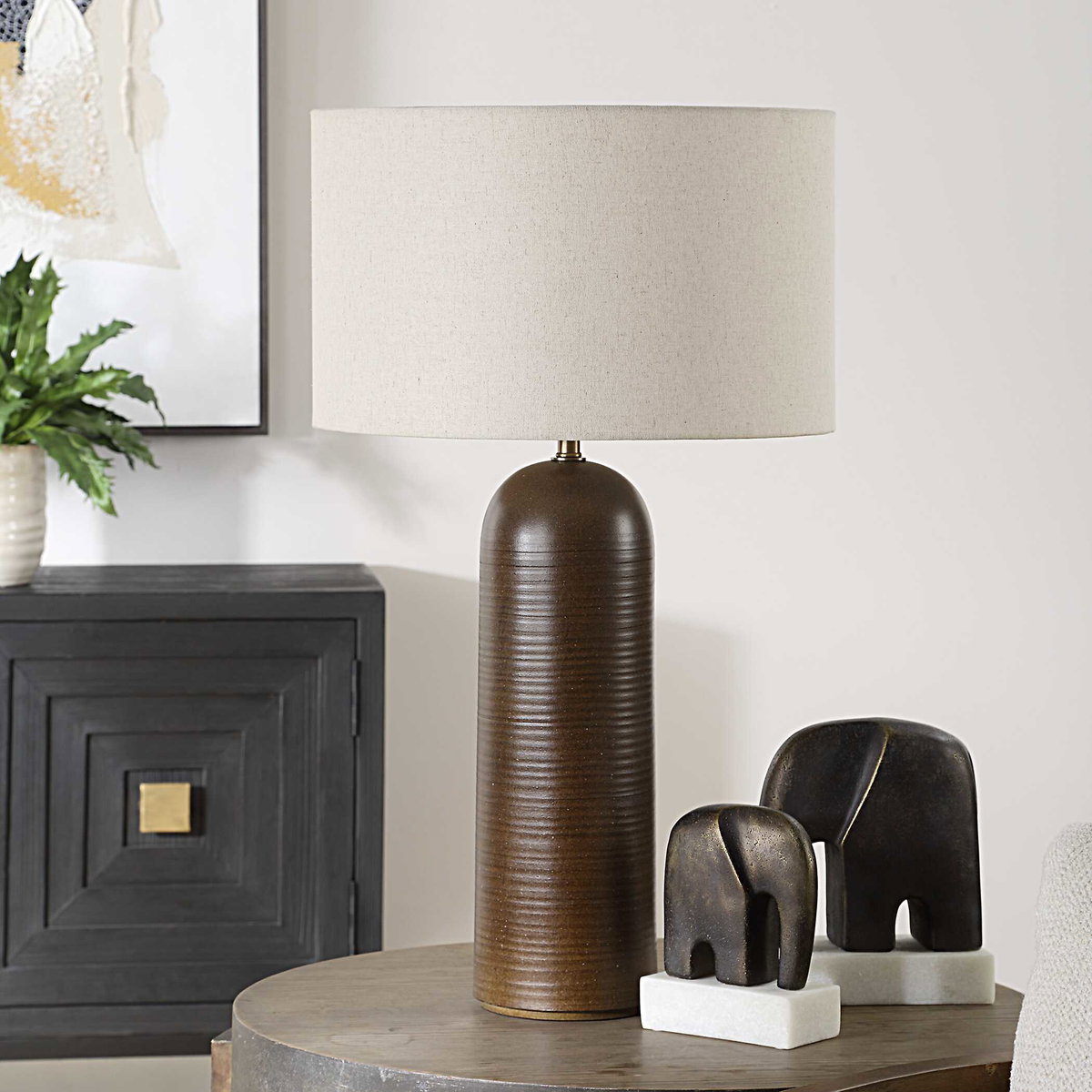 Trexler Brown Table Lamp, by Uttermost, 17" width x 29.5" height x 17" depth View 4