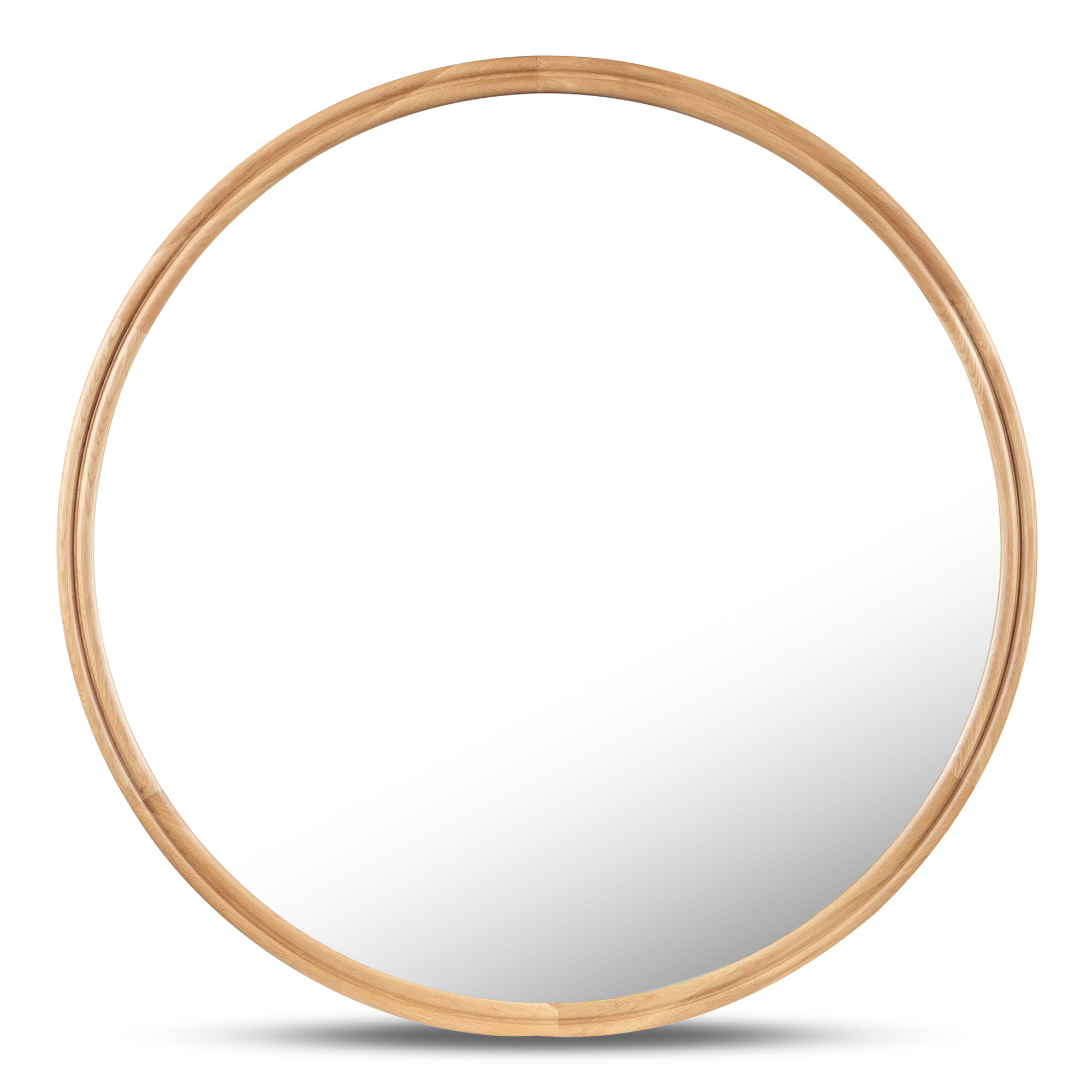Alcott Round Mirror Small Oak, by Moe's Home, 36" width x 36" height x 1.06" depth View 1