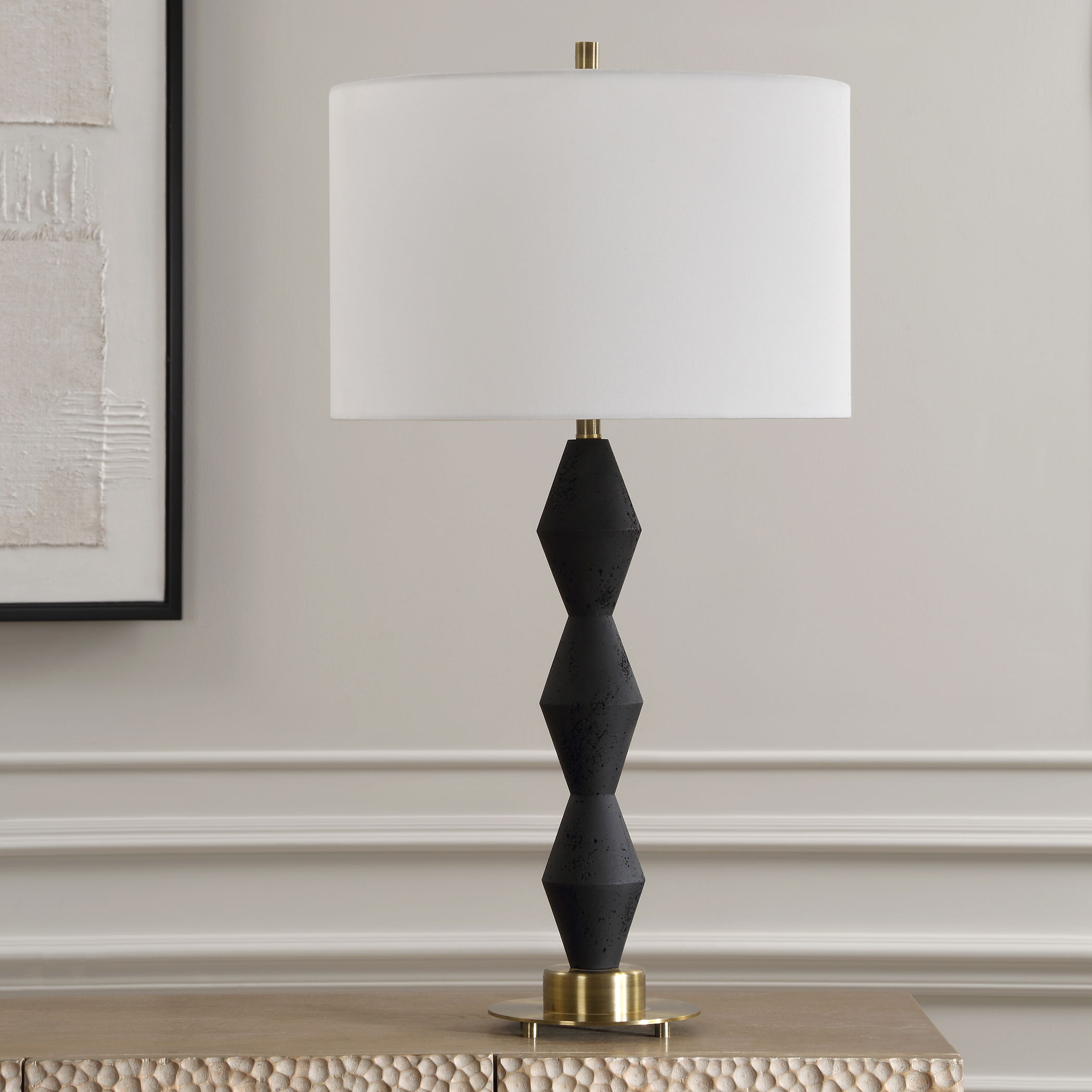 Threefold Black Stone Table Lamp large image 