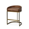 Hollyfield Low Back 24.75in Seat Counter Stool | Cognac Brown Leather, Counter & Bar Stool by Mercana, 20.5" length x 19.7" width x 28.7" height thumbnail 1