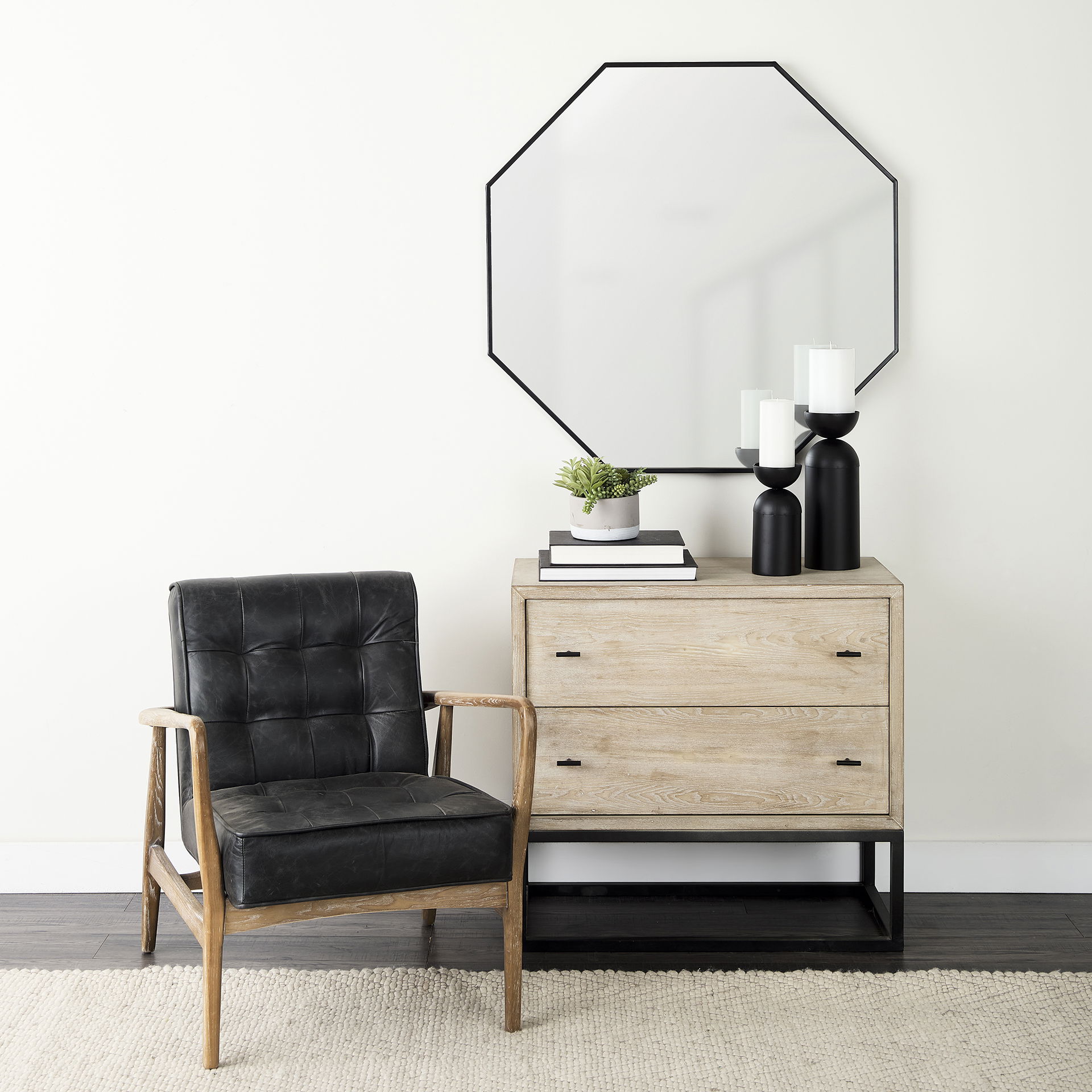 Ciara 32L x 16W Beige Fir Veneer 2 Drawer Accent Cabinet large image 