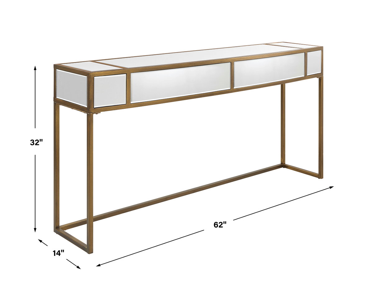 Reflect Mirrored Console Table, by Uttermost, 62" width x 32" height x 14" depth View 3