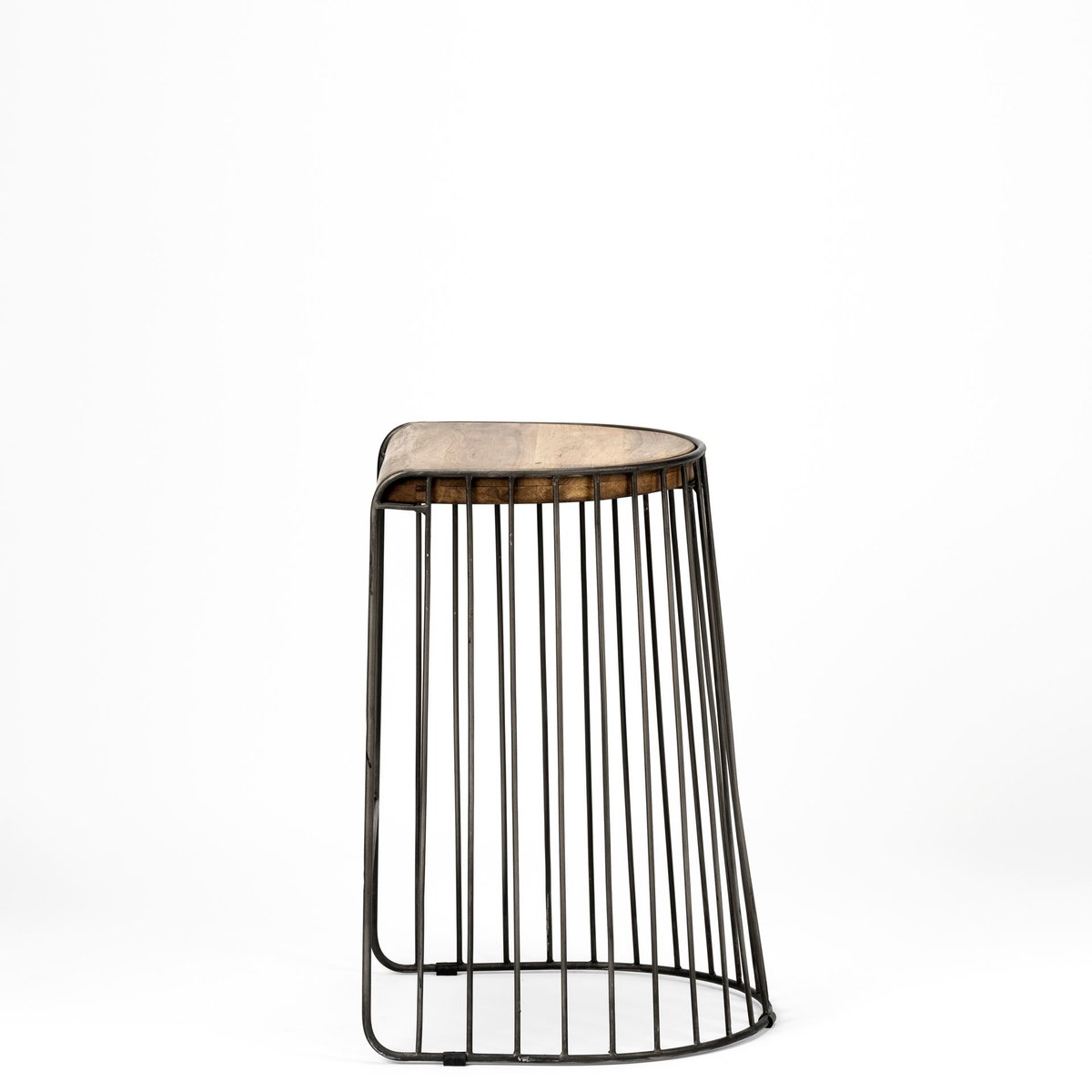 Seagram Backless 25.6in Seat Counter Stool | Brown Wood with Black Metal, Counter & Bar Stool by Mercana, 20" length x 18" width x 25.6" height View 4